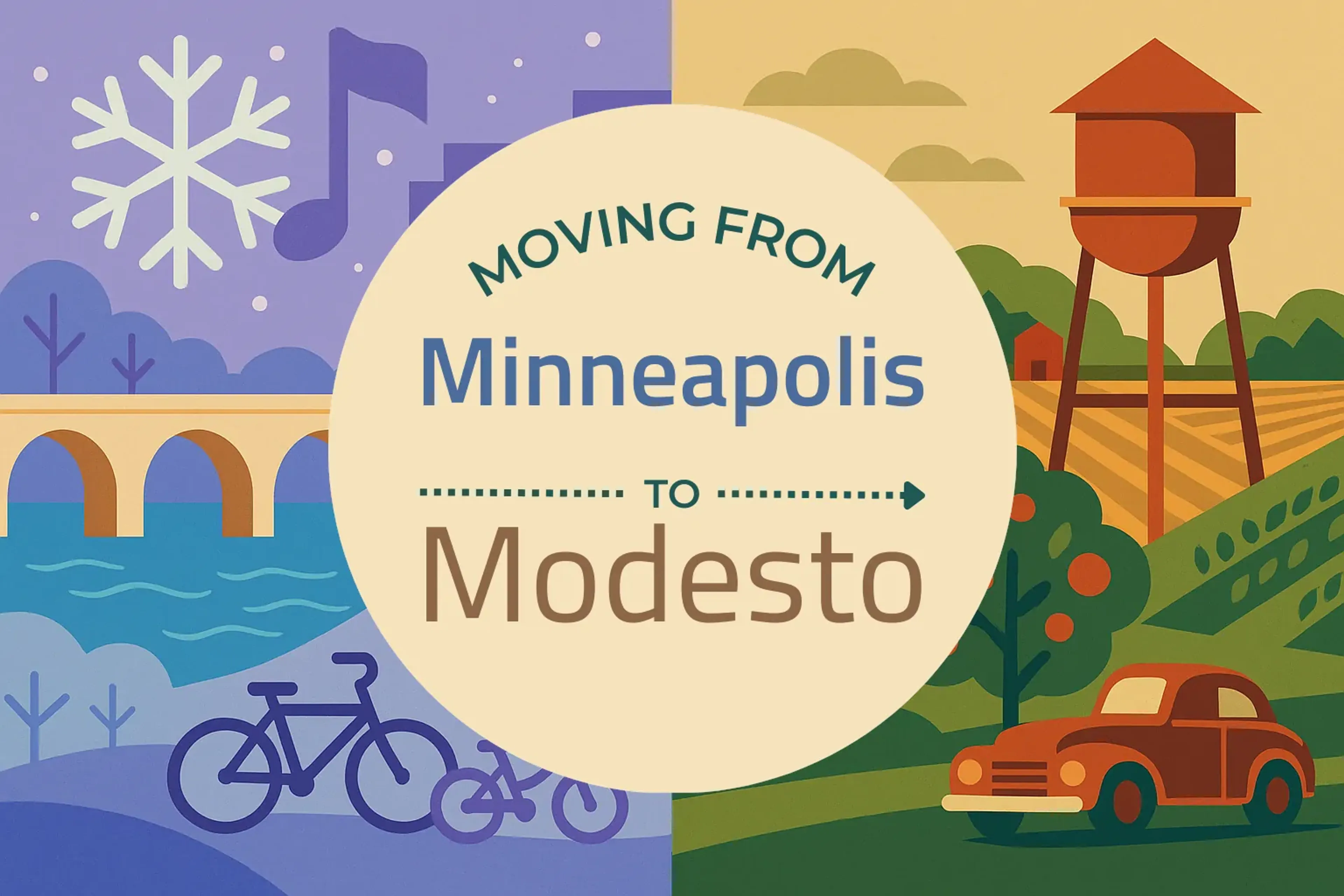 Side-by-side comparison of Minneapolis to Modesto moving companies