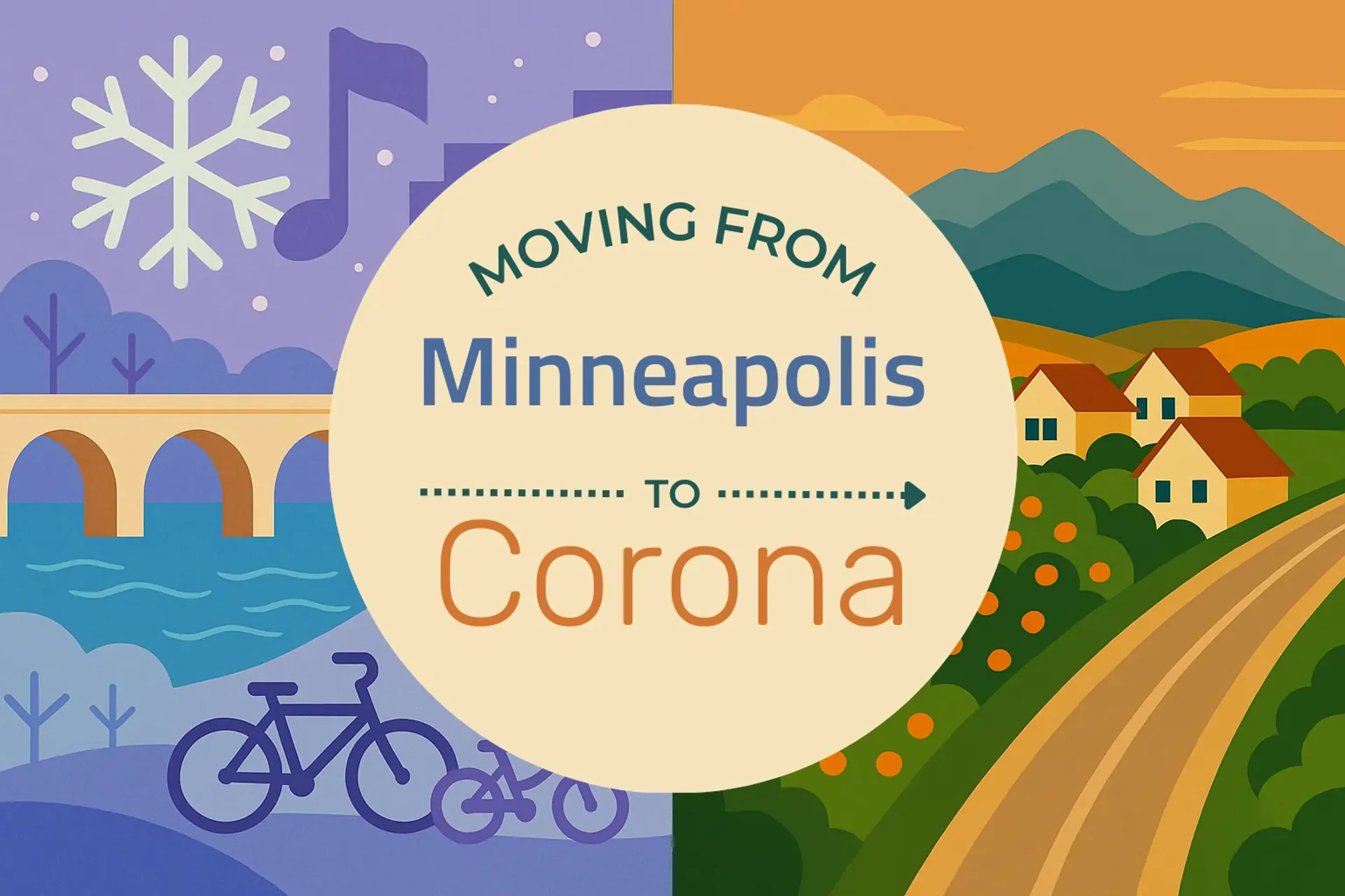 Side-by-side comparison of Minneapolis to Corona moving companies