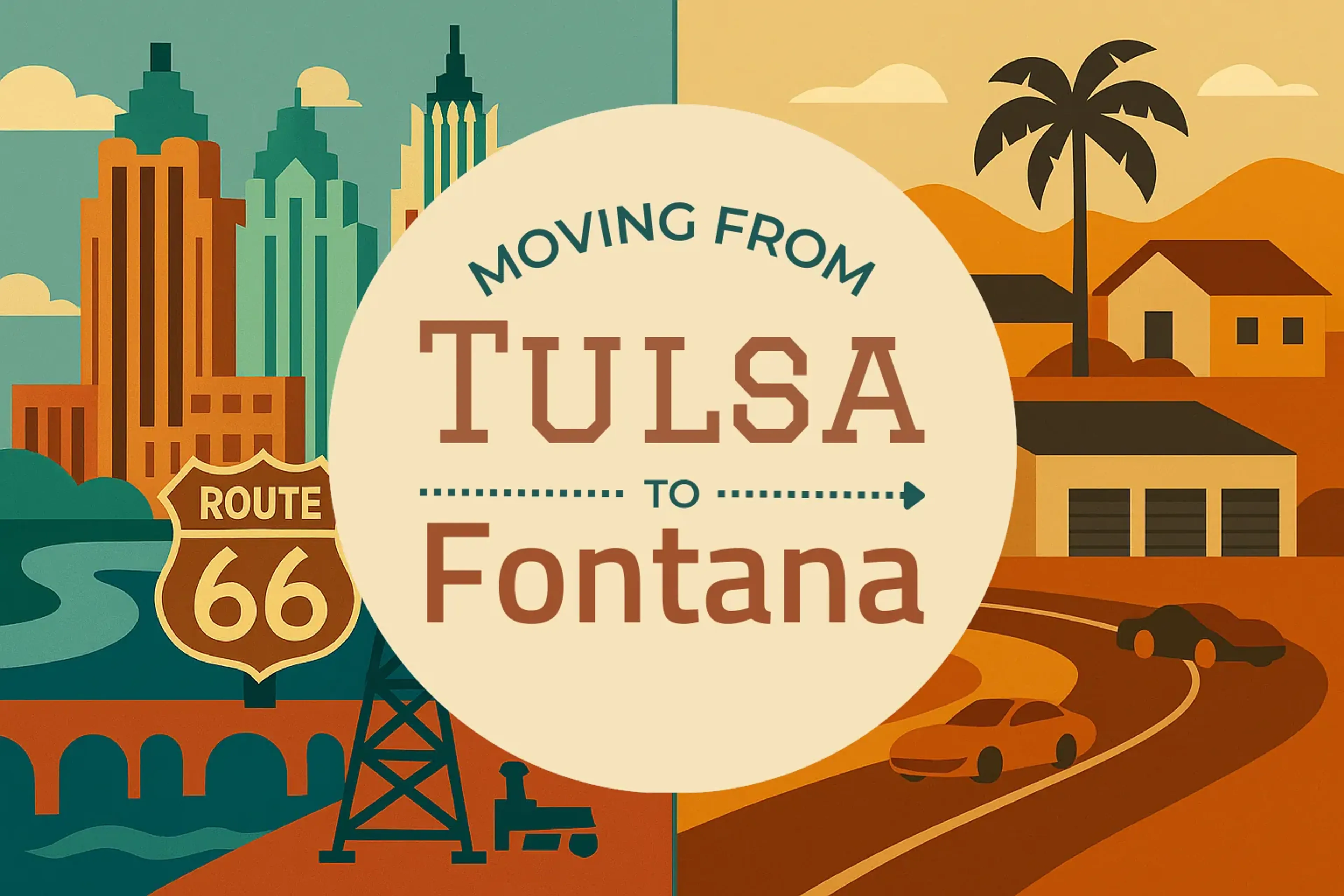 Side-by-side comparison of Tulsa to Fontana moving companies