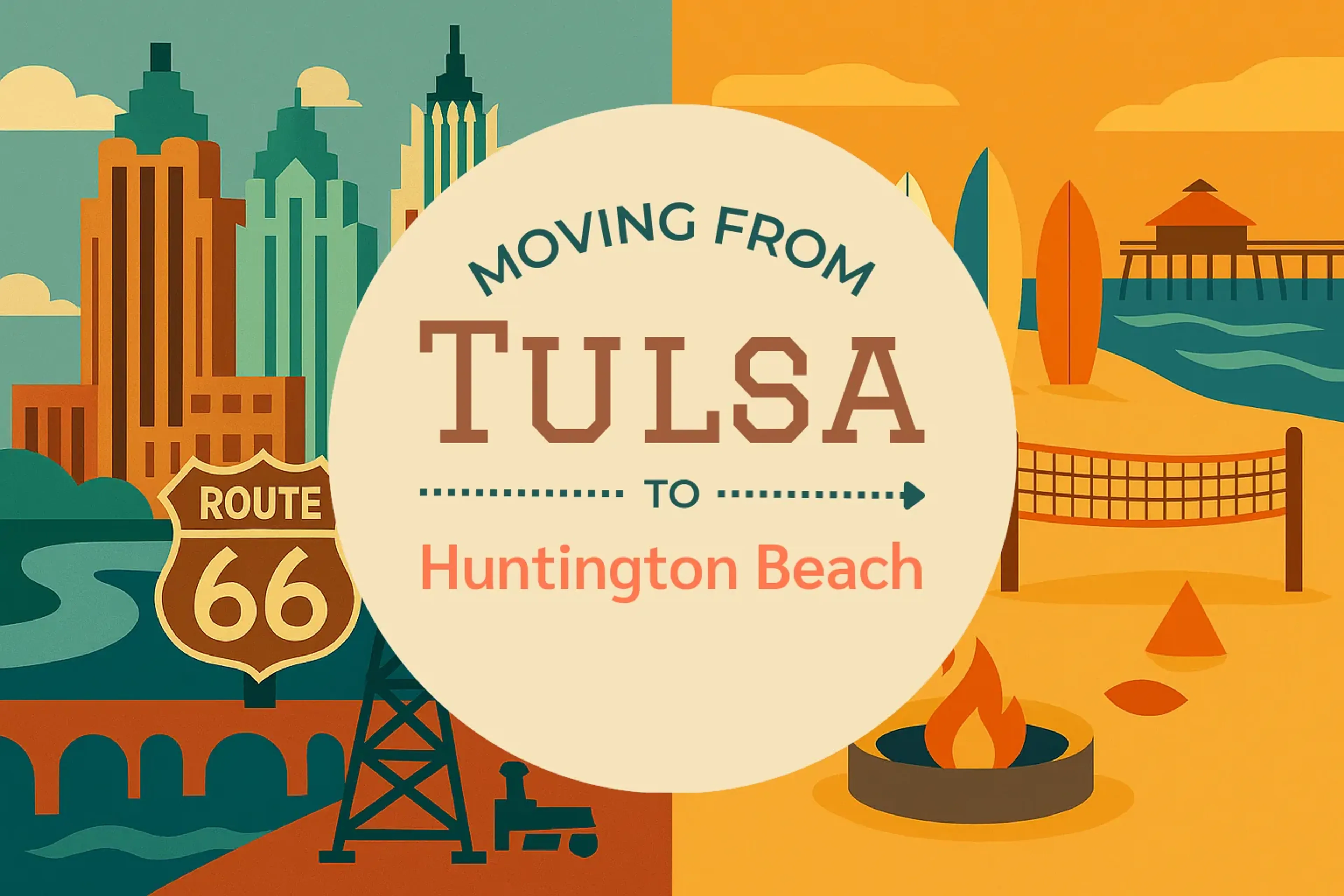 Side-by-side comparison of Tulsa to Huntington Beach moving companies