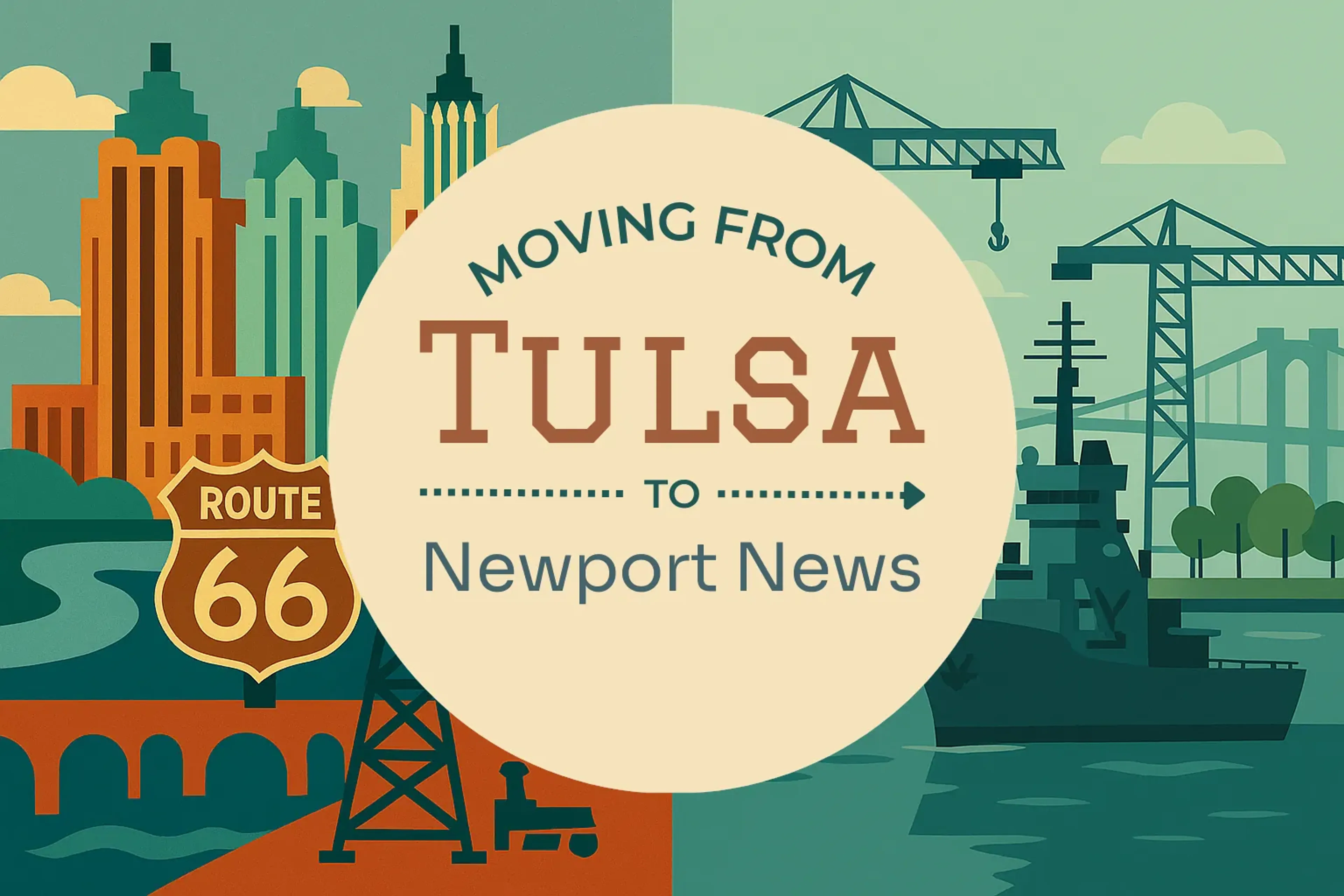 Side-by-side comparison of Tulsa to Newport News moving companies