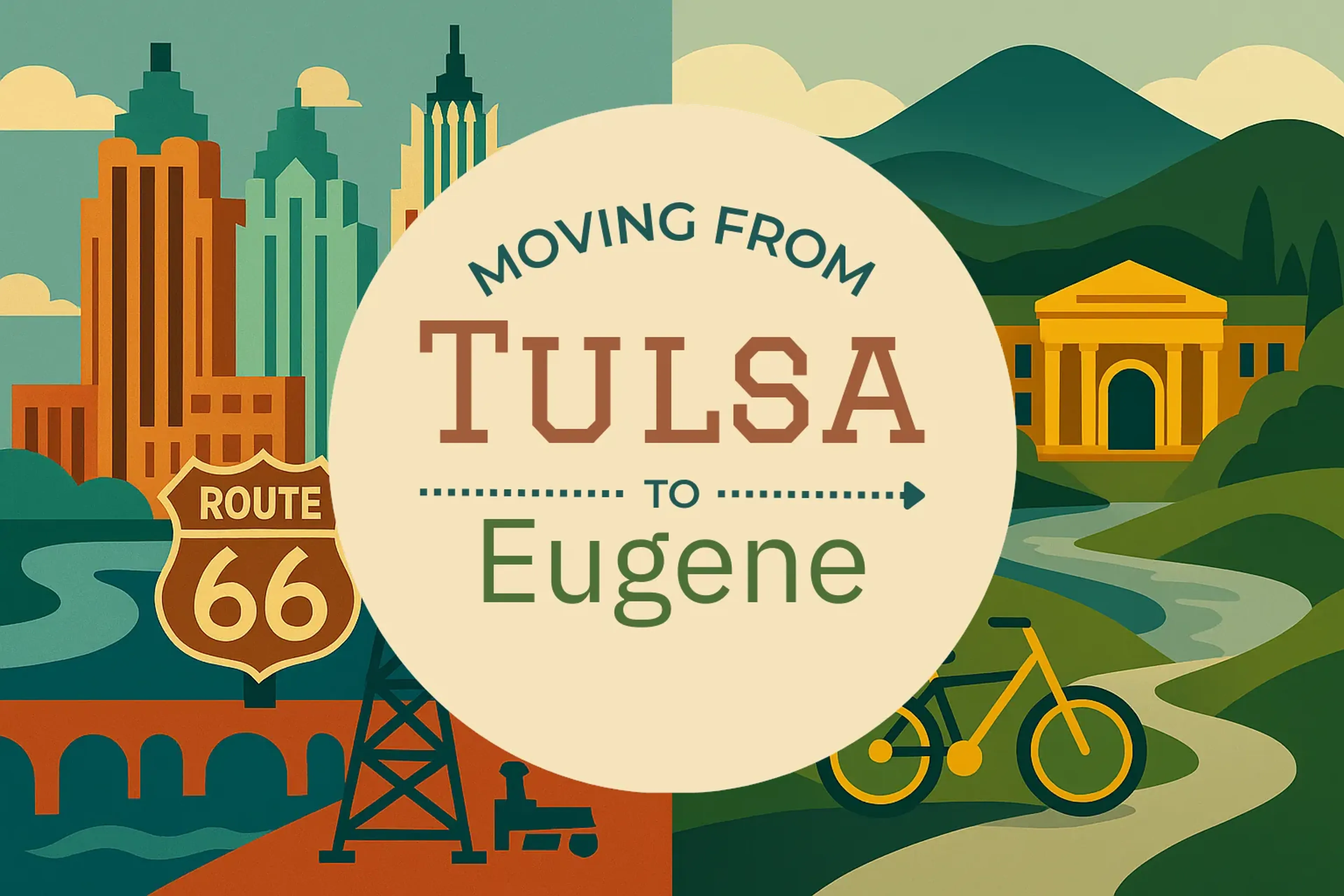 Side-by-side comparison of Tulsa to Eugene moving companies