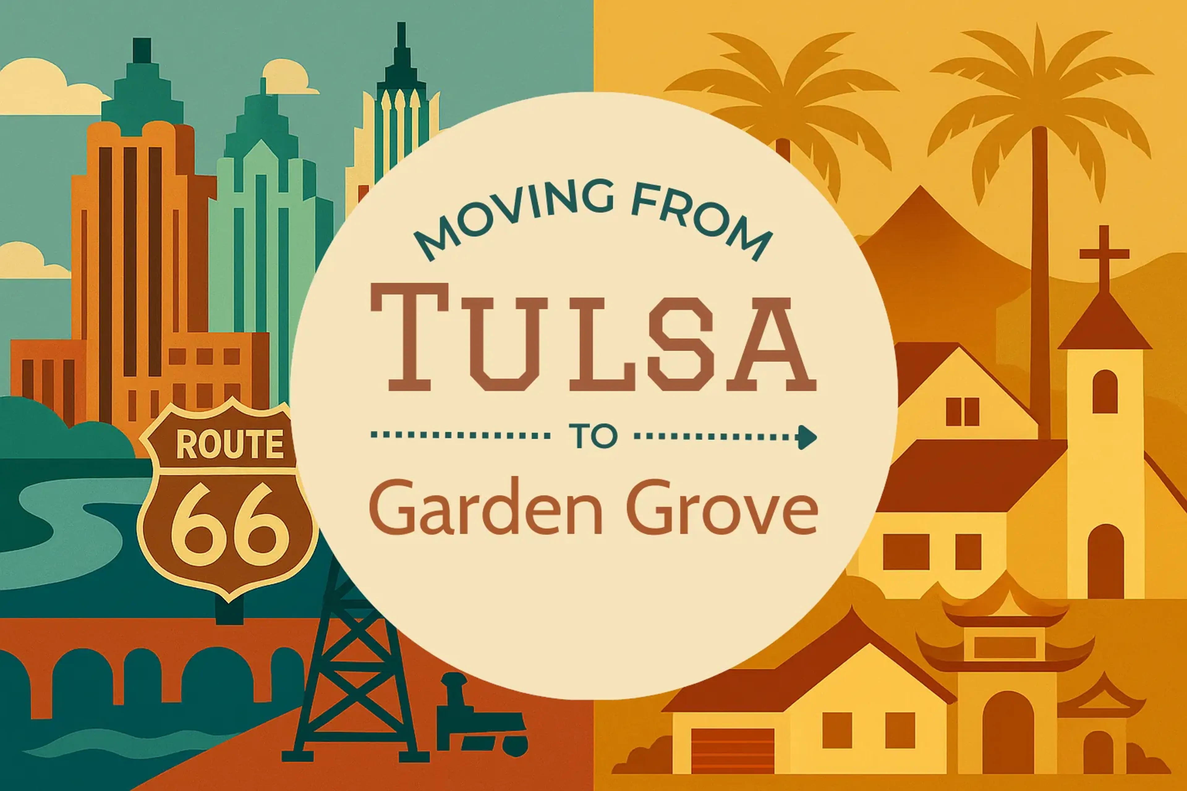 Side-by-side comparison of Tulsa to Garden Grove moving companies
