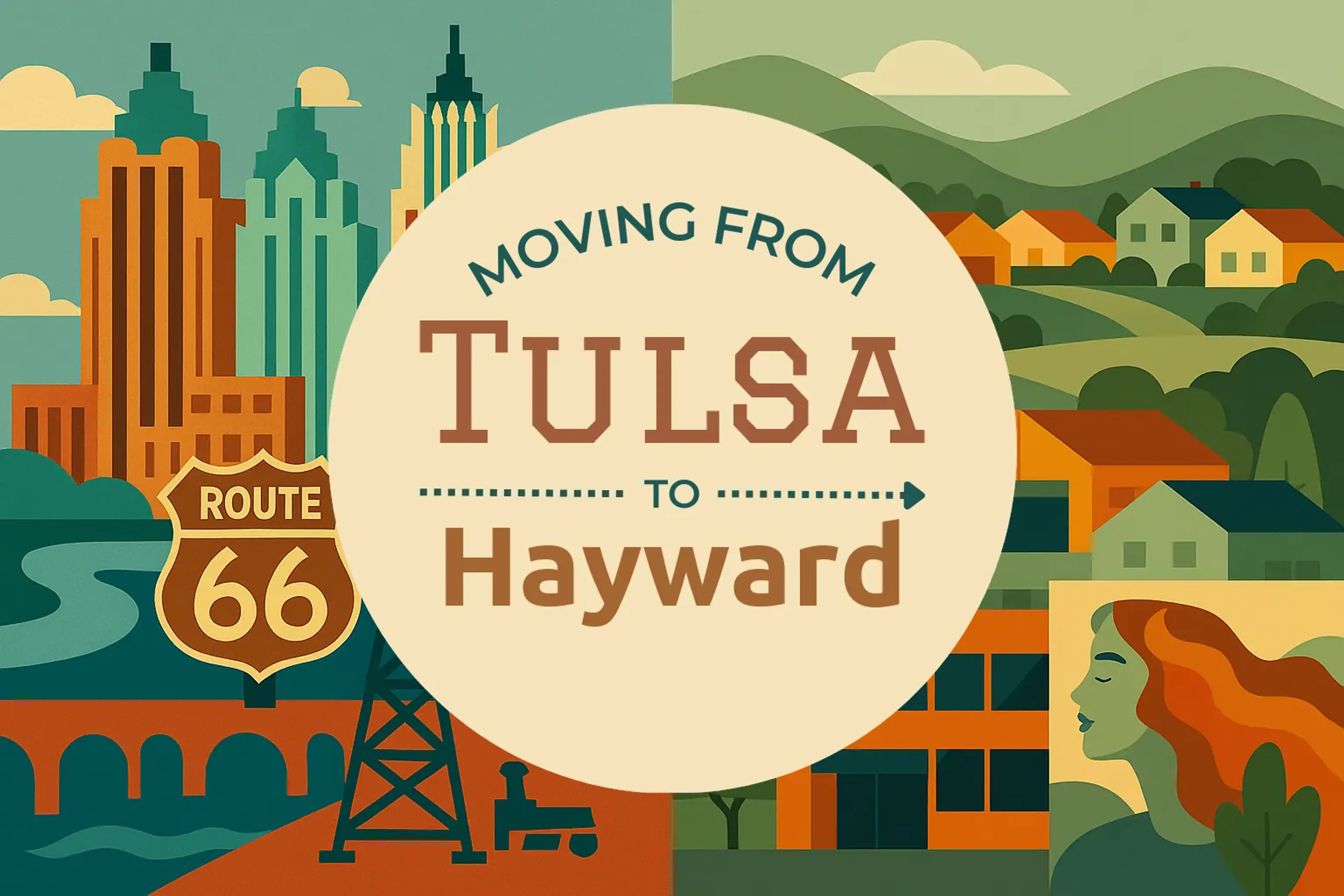 Side-by-side comparison of Tulsa to Hayward moving companies