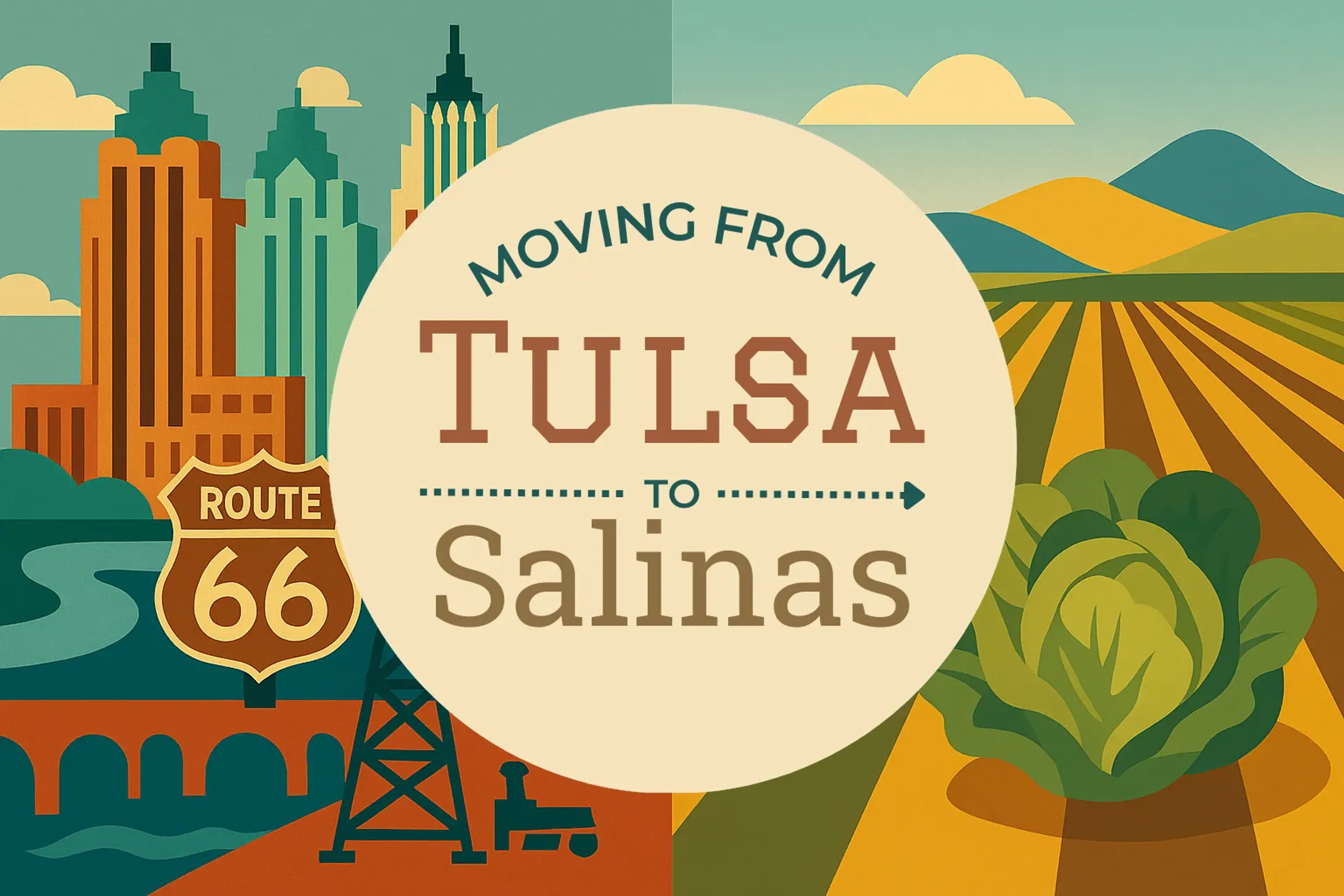 Side-by-side comparison of Tulsa to Salinas moving companies