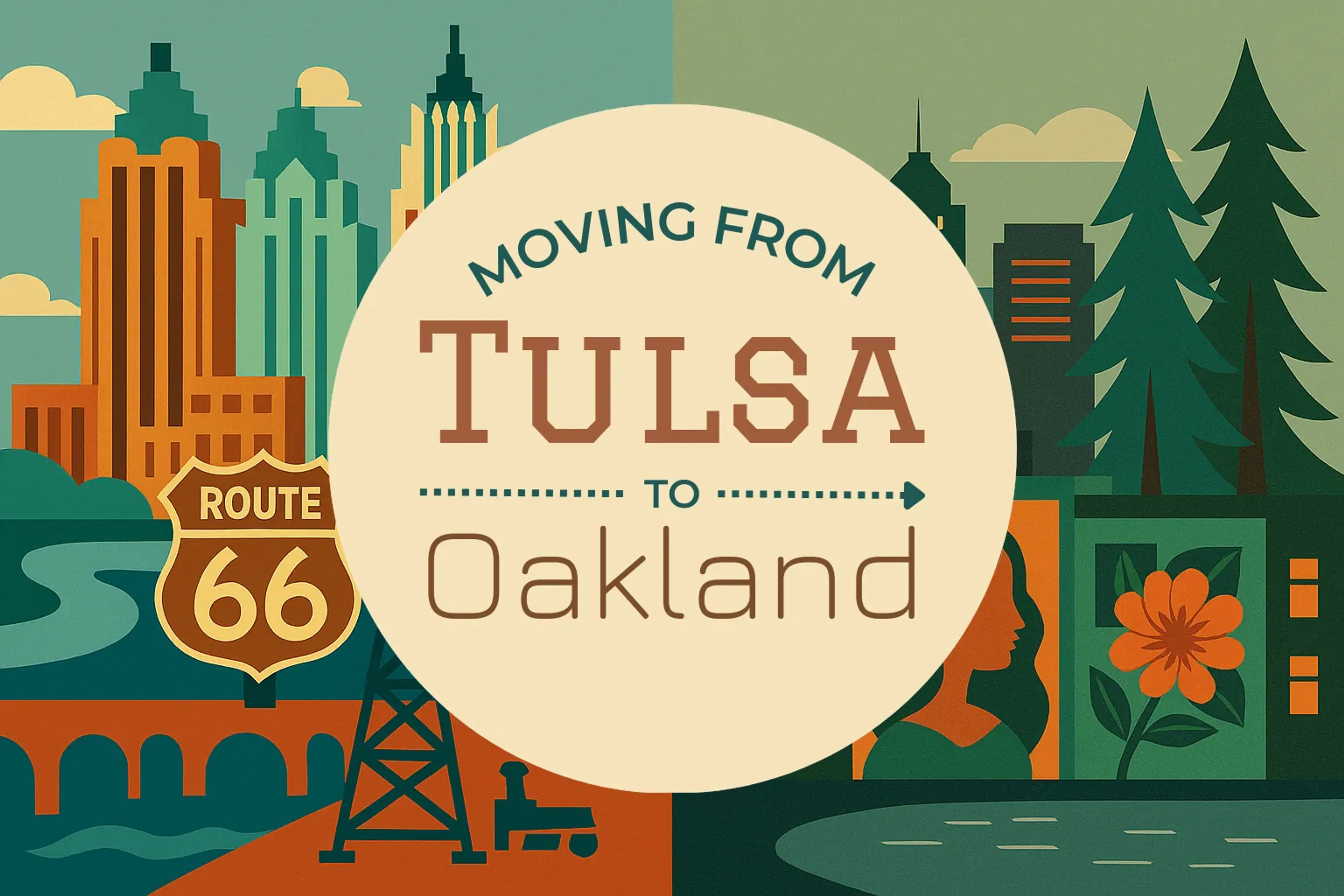 Side-by-side comparison of Tulsa to Oakland moving companies