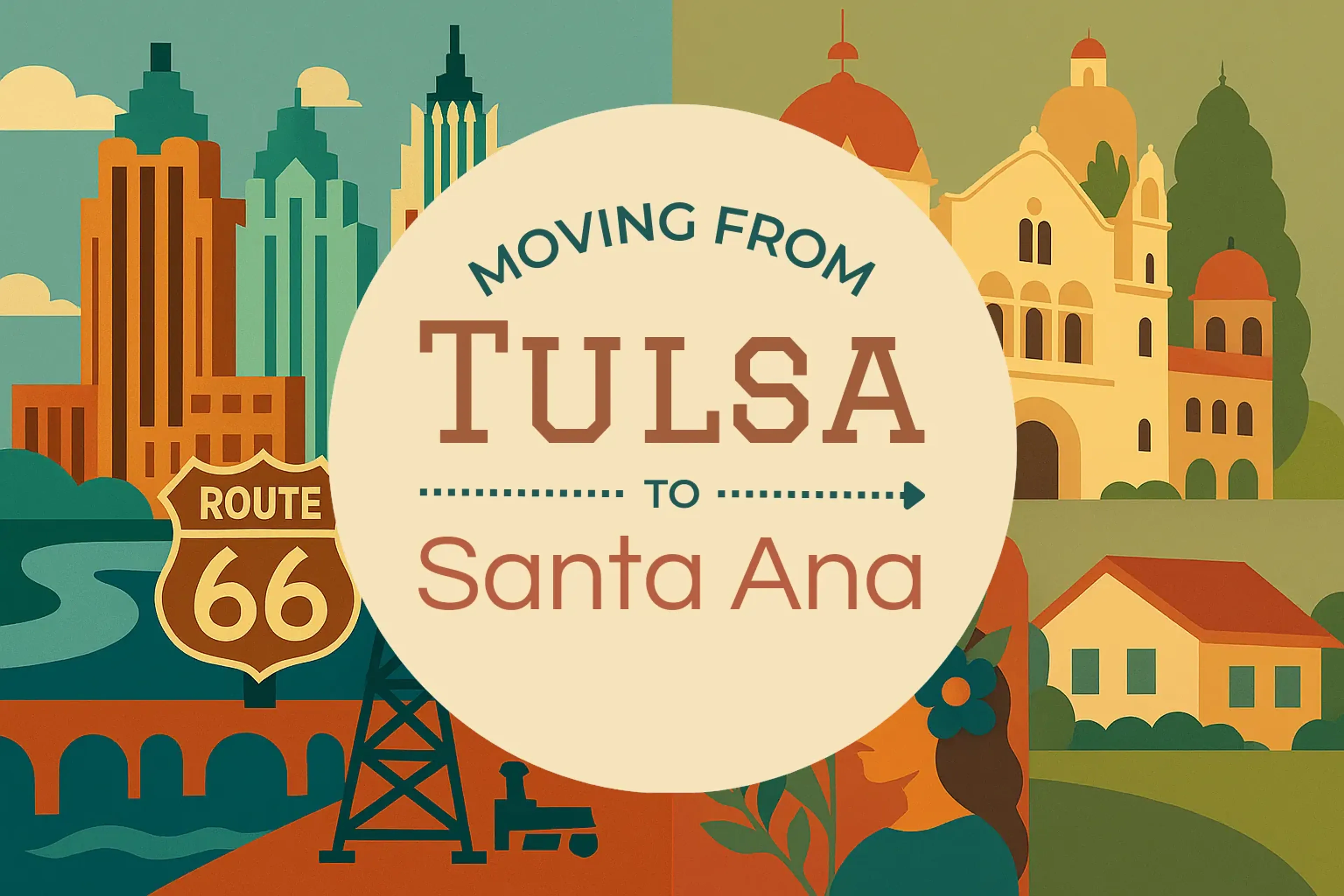 Side-by-side comparison of Tulsa to Santa Ana moving companies