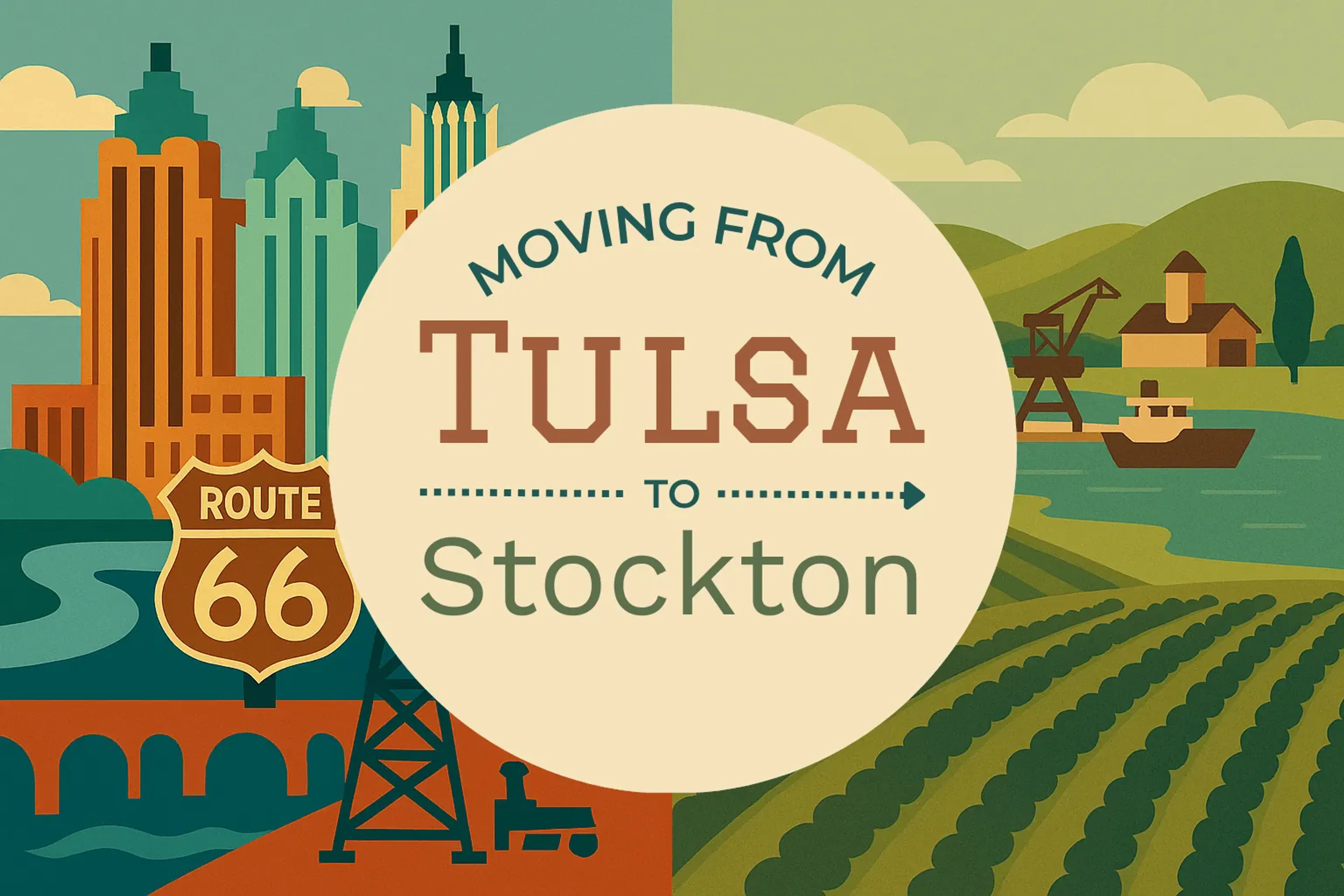 Side-by-side comparison of Tulsa to Stockton moving companies