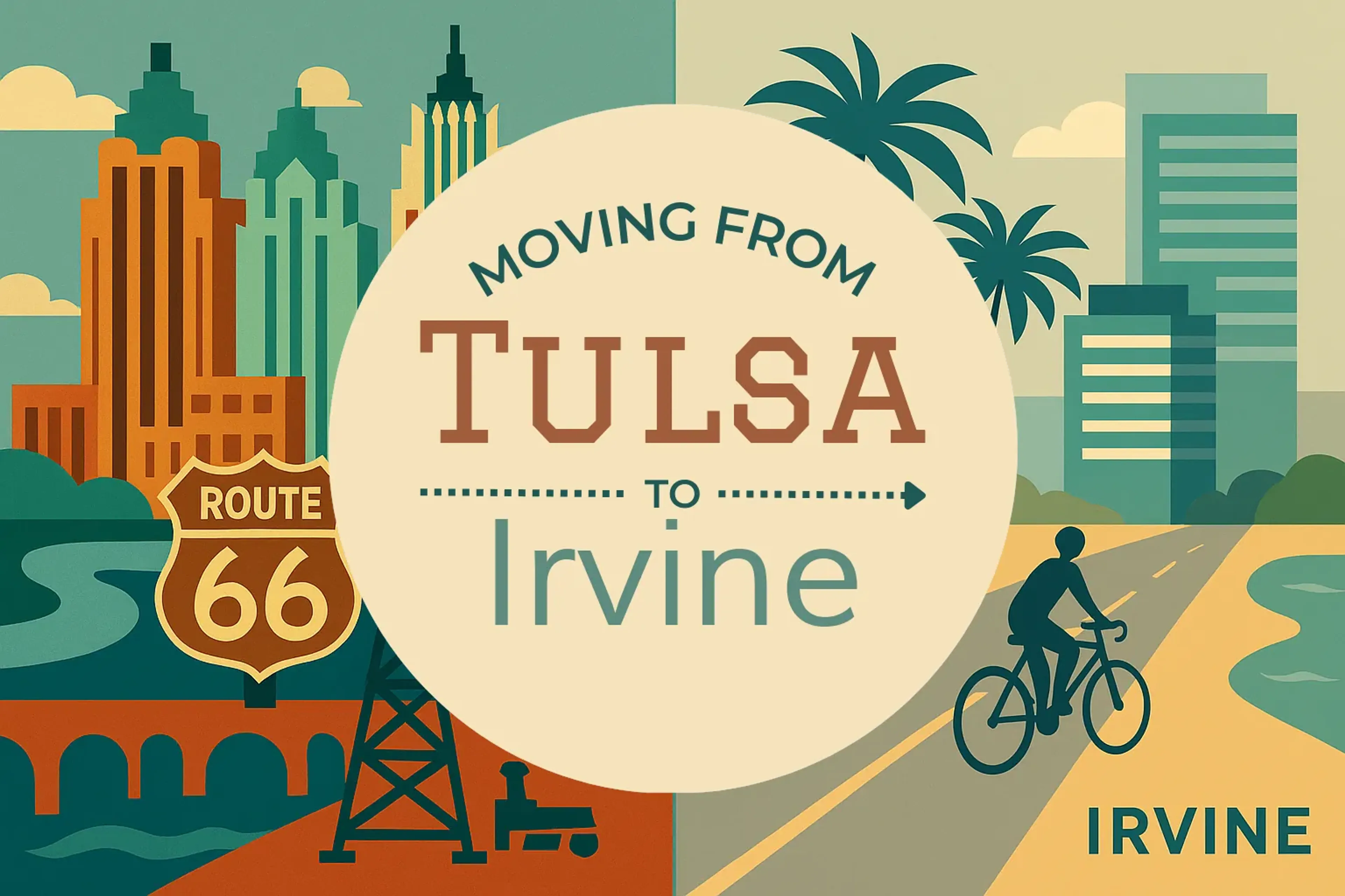 Side-by-side comparison of Tulsa to Irvine moving companies