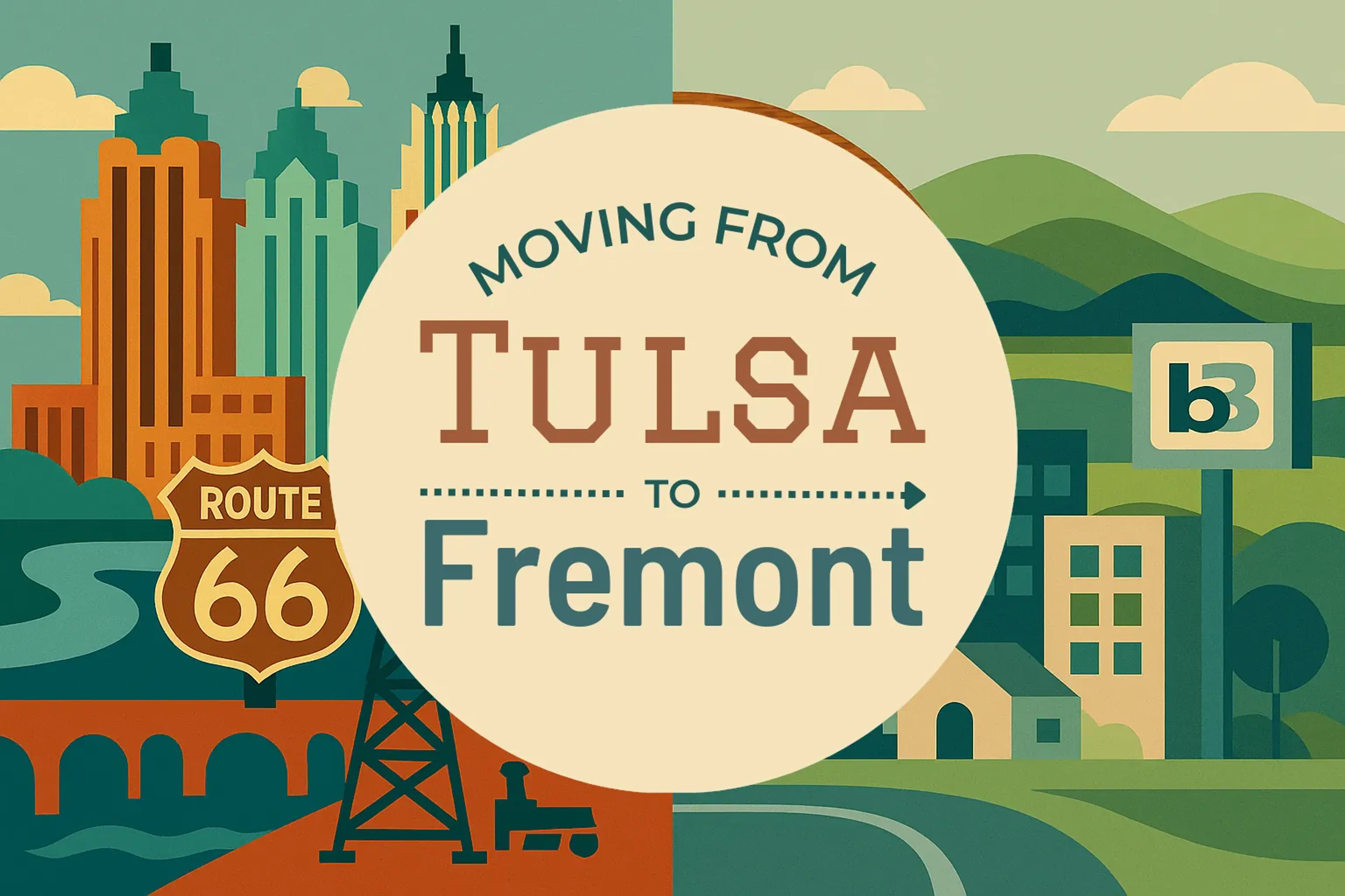 Side-by-side comparison of Tulsa to Fremont moving companies