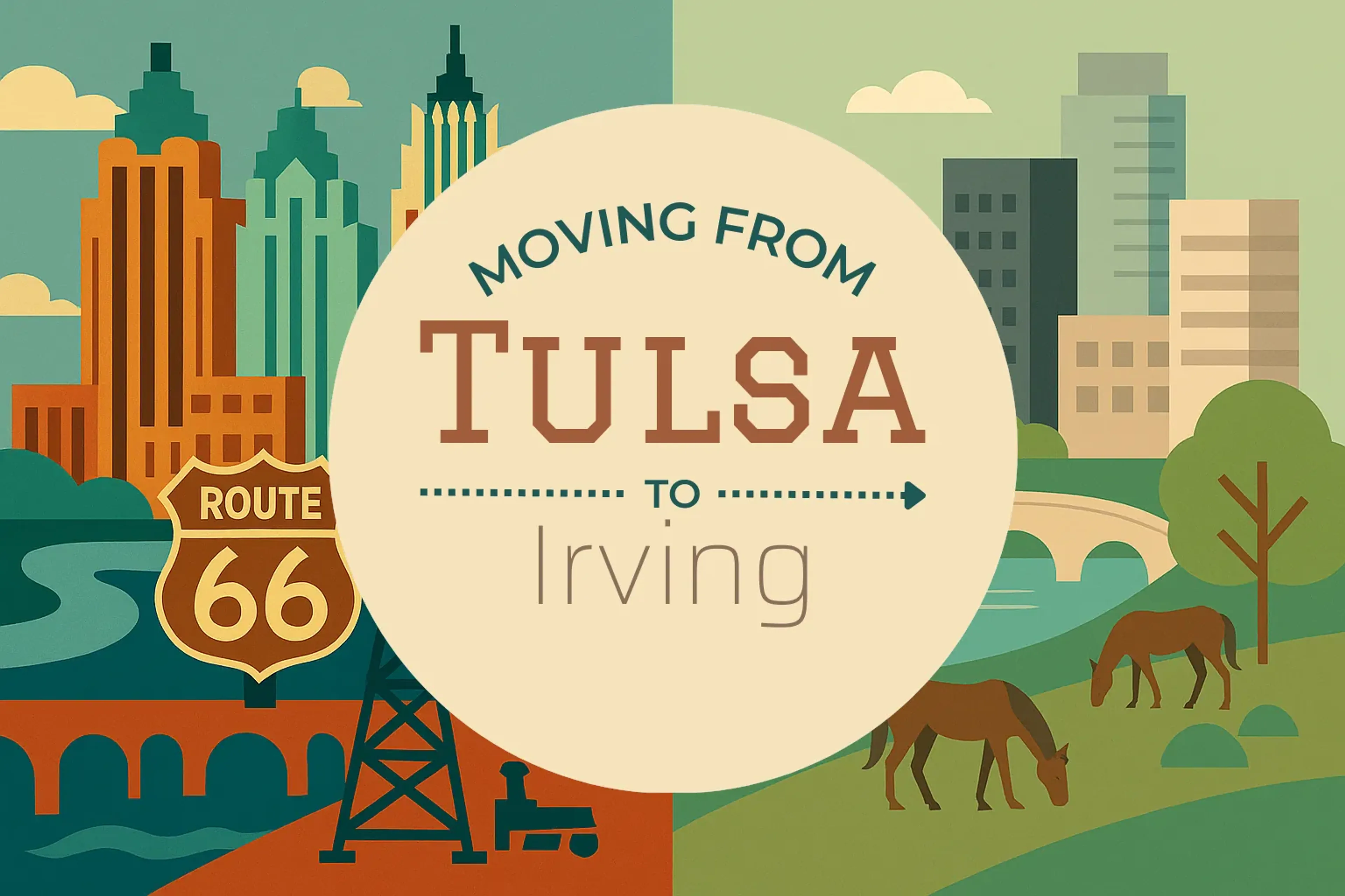 Side-by-side comparison of Tulsa to Irving moving companies