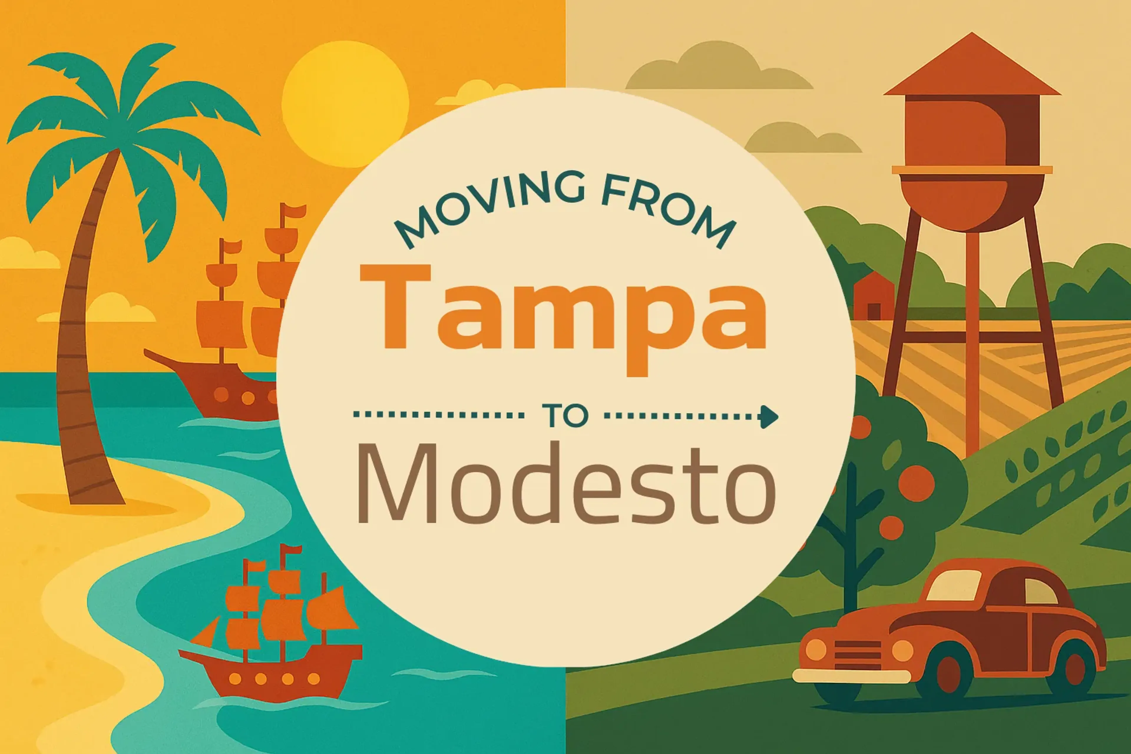 Side-by-side comparison of Tampa to Modesto moving companies
