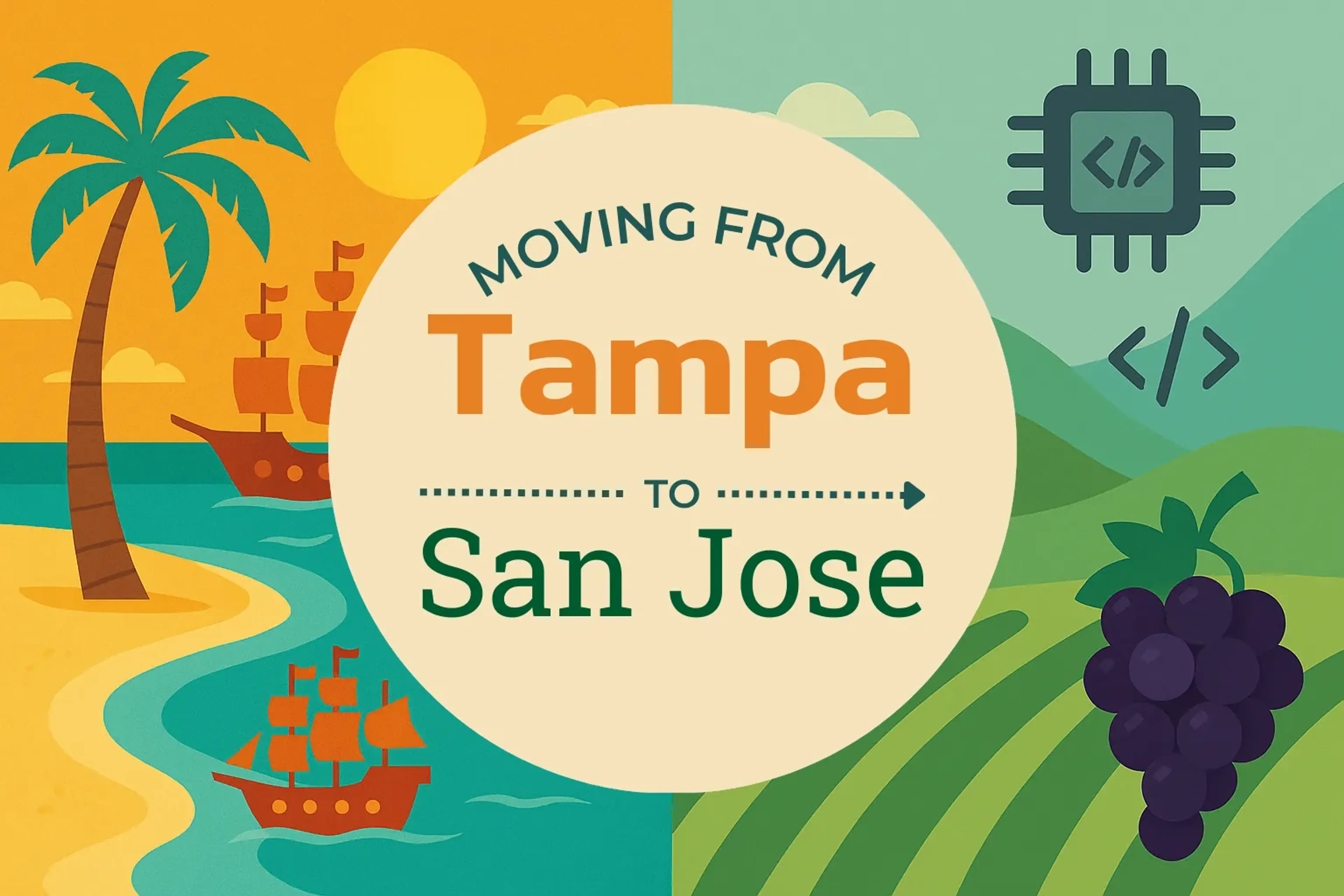 Side-by-side comparison of Tampa to San Jose moving companies