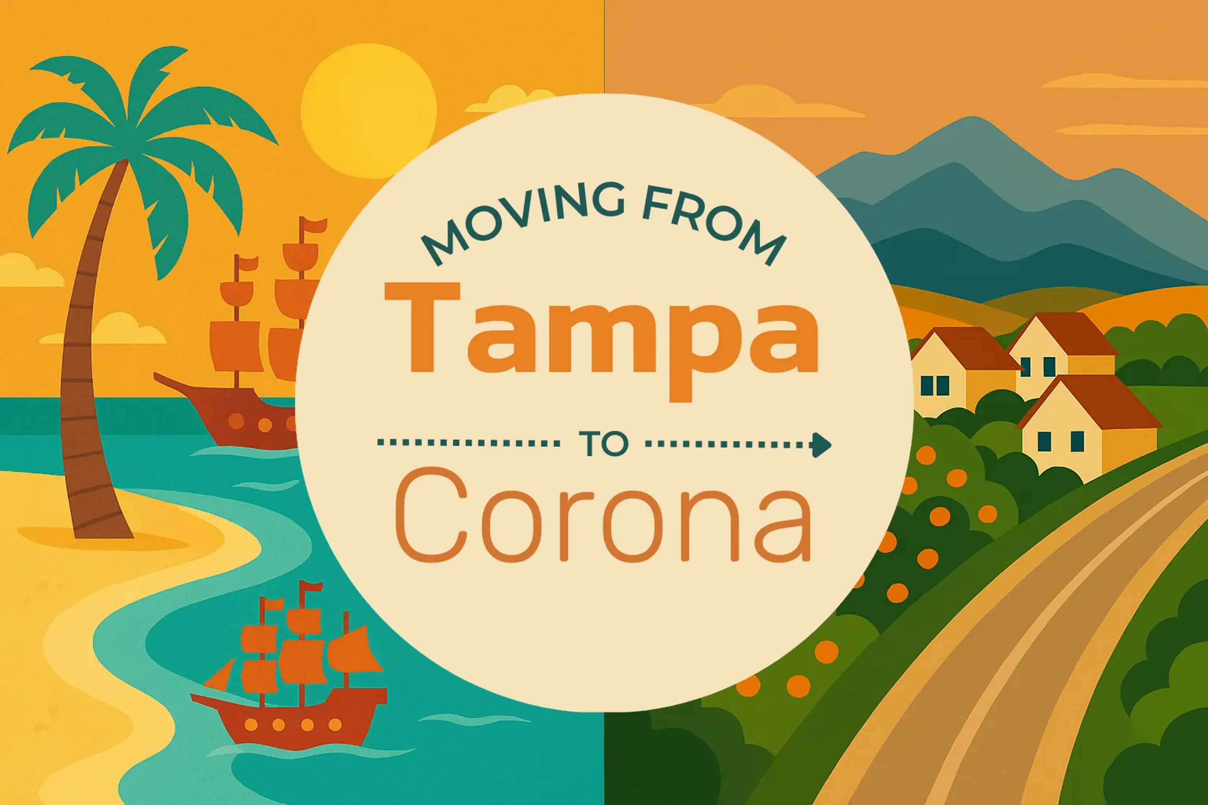 Side-by-side comparison of Tampa to Corona moving companies