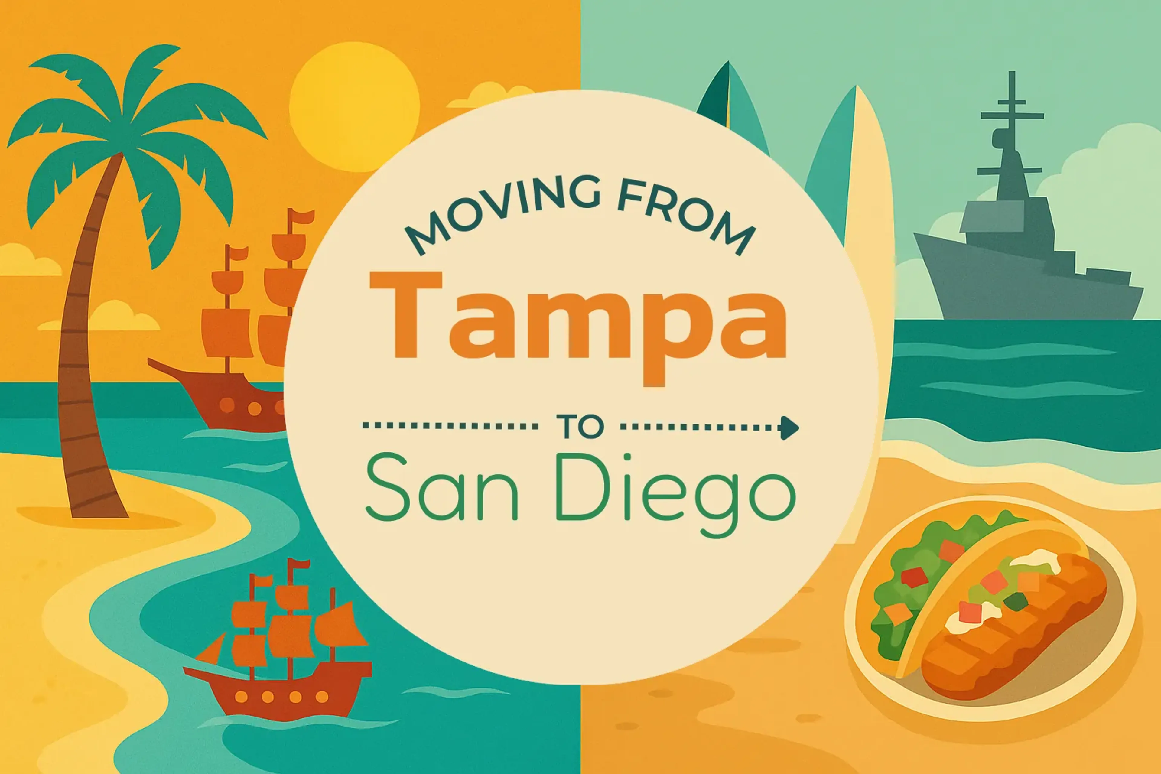 Side-by-side comparison of Tampa to San Diego moving companies