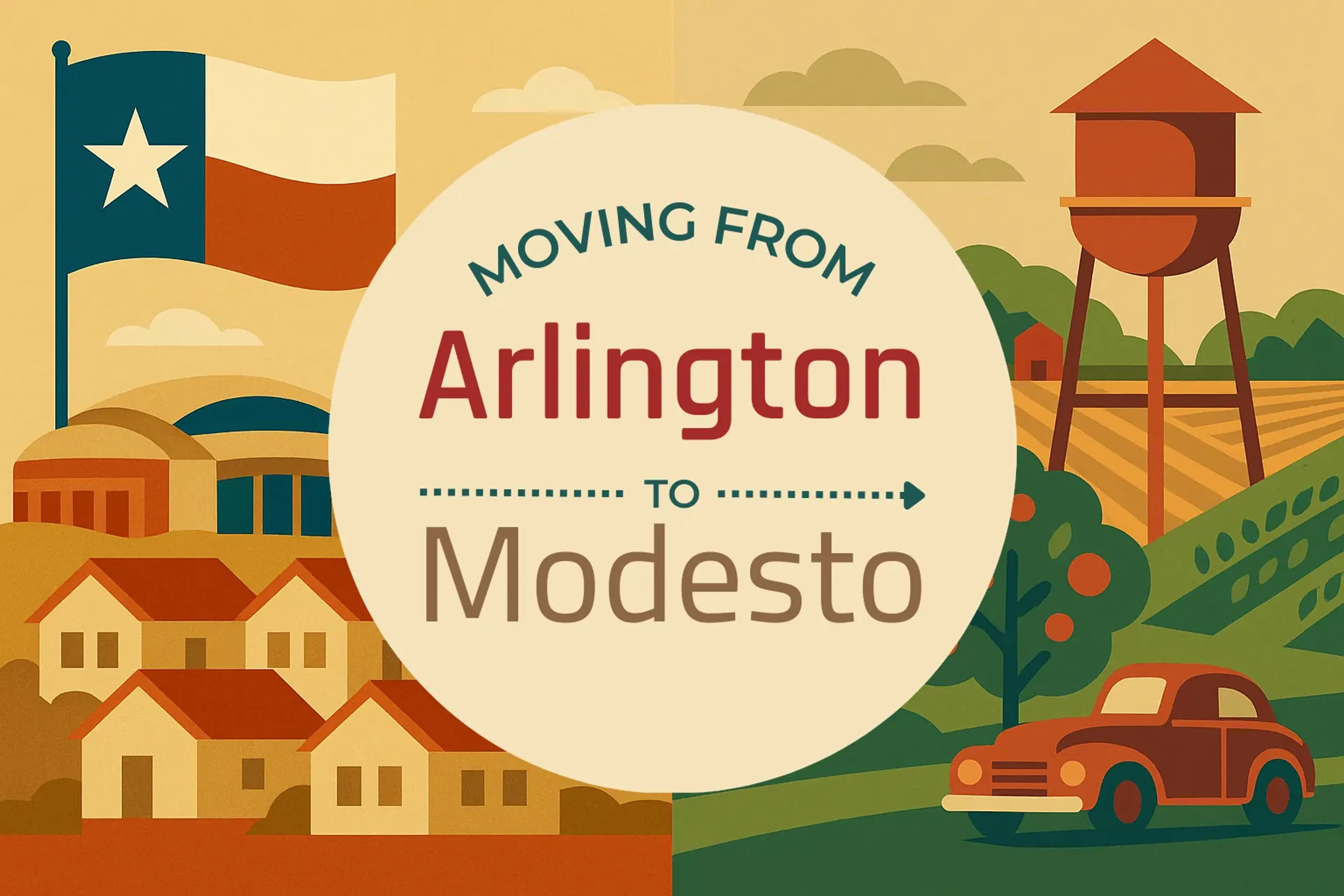 Side-by-side comparison of Arlington to Modesto moving companies