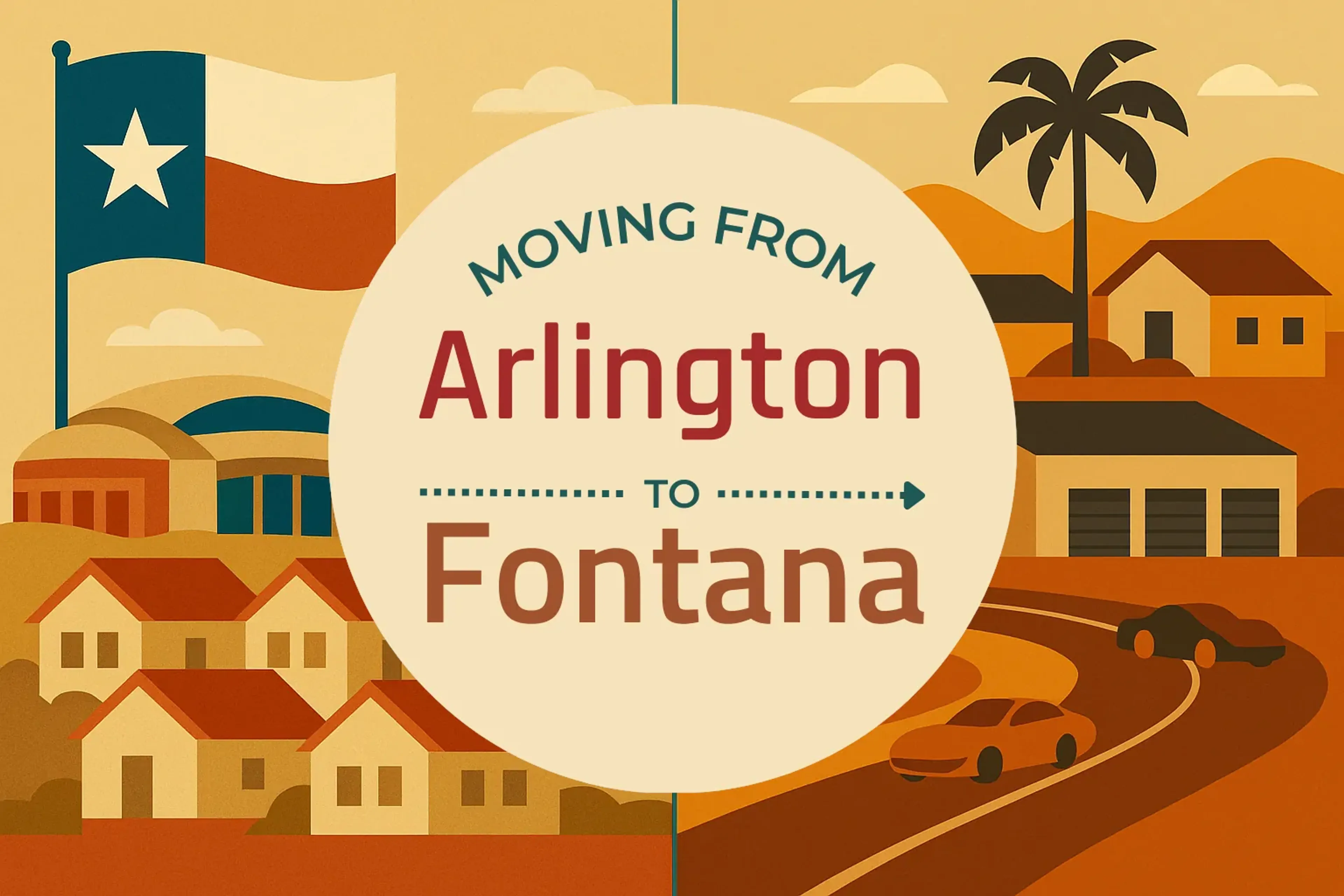 Side-by-side comparison of Arlington to Fontana moving companies