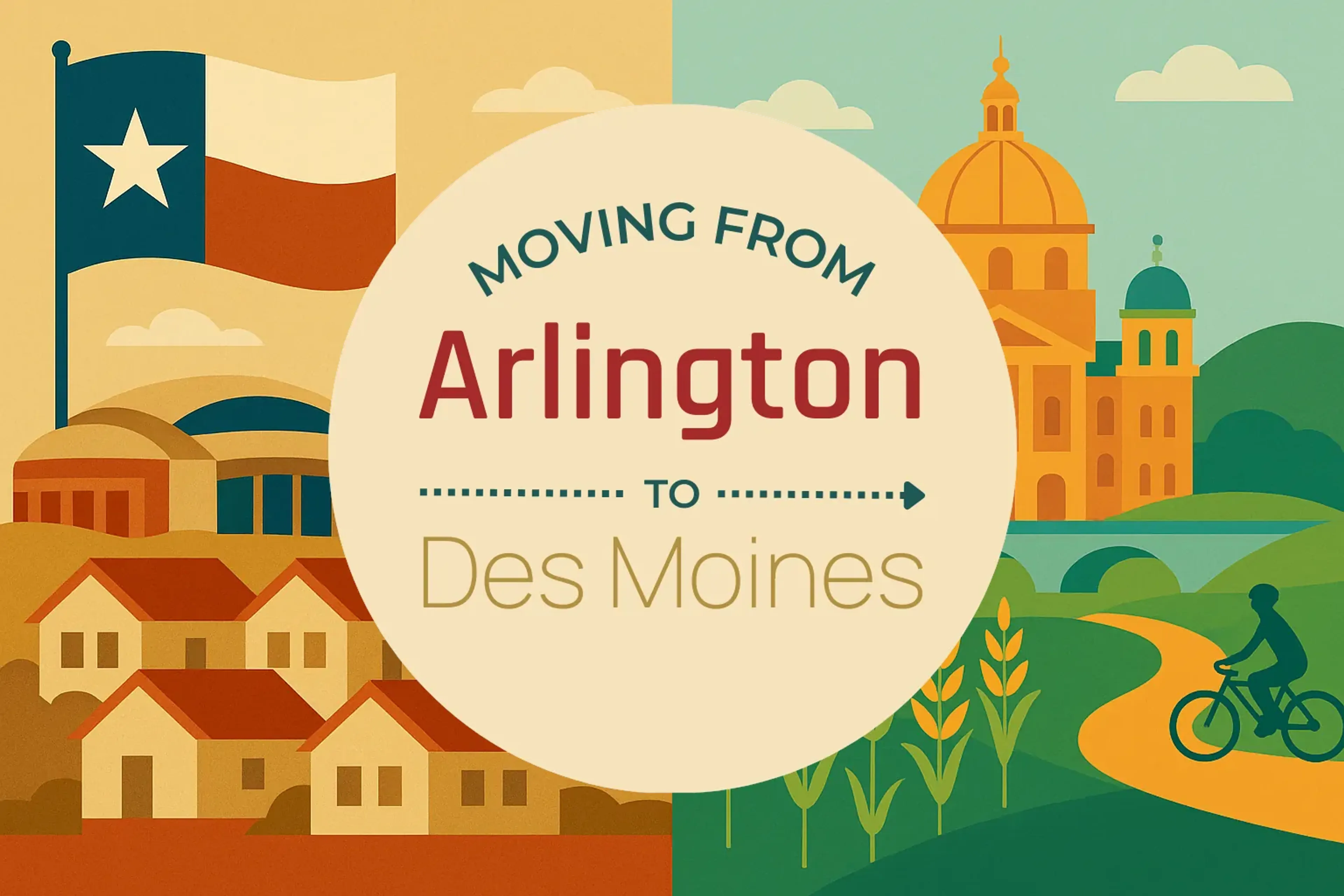 Side-by-side comparison of Arlington to Des Moines moving companies