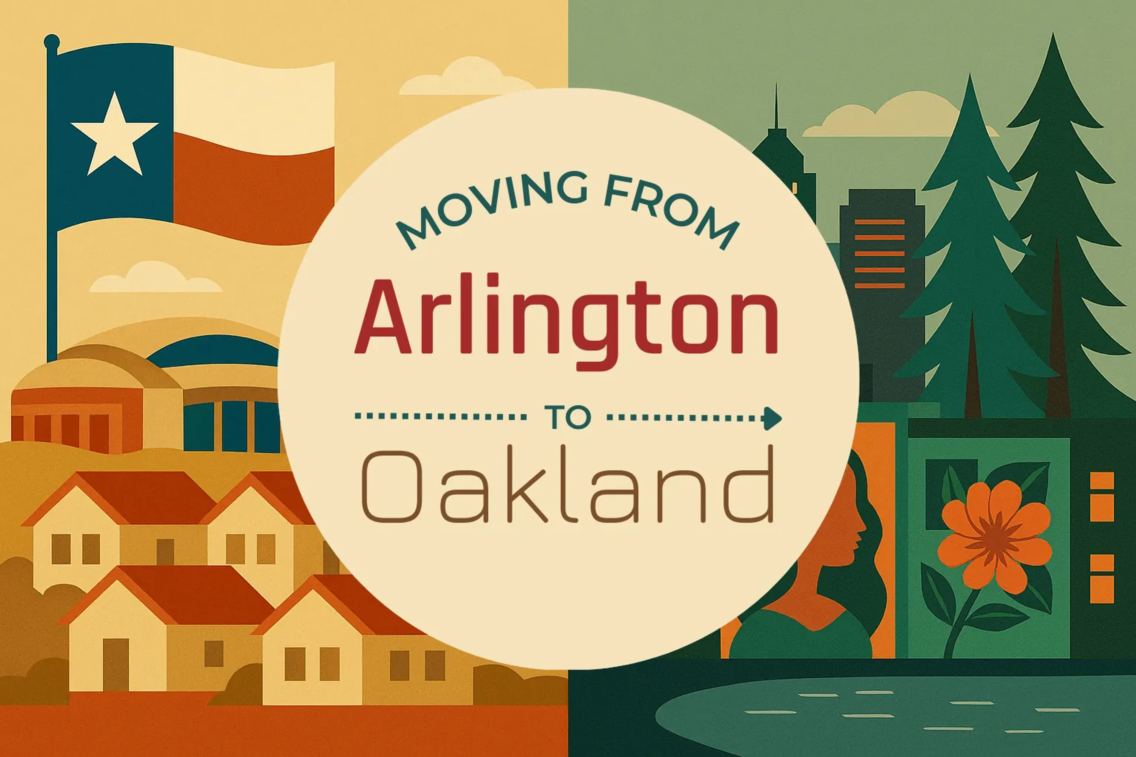Side-by-side comparison of Arlington to Oakland moving companies