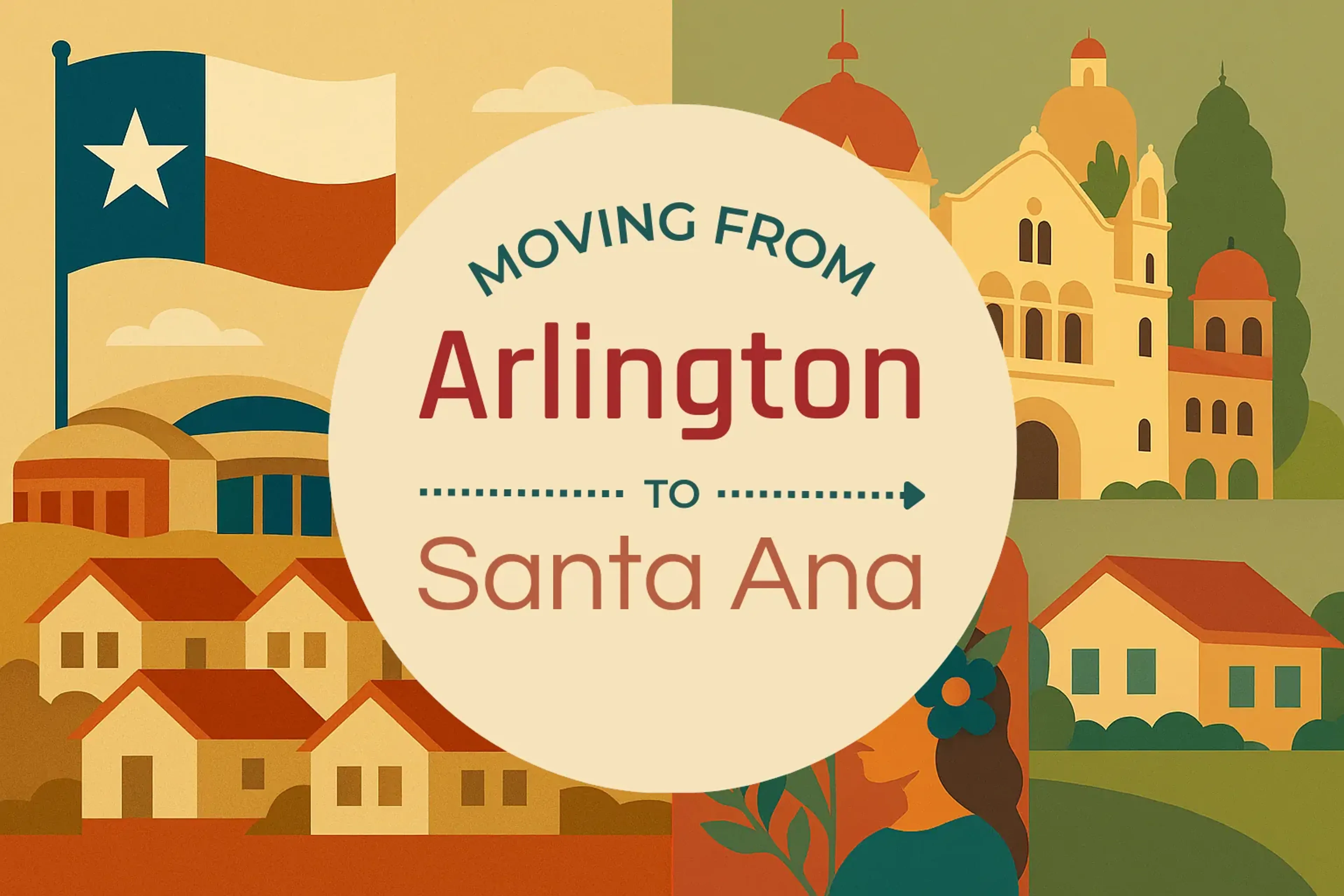 Side-by-side comparison of Arlington to Santa Ana moving companies
