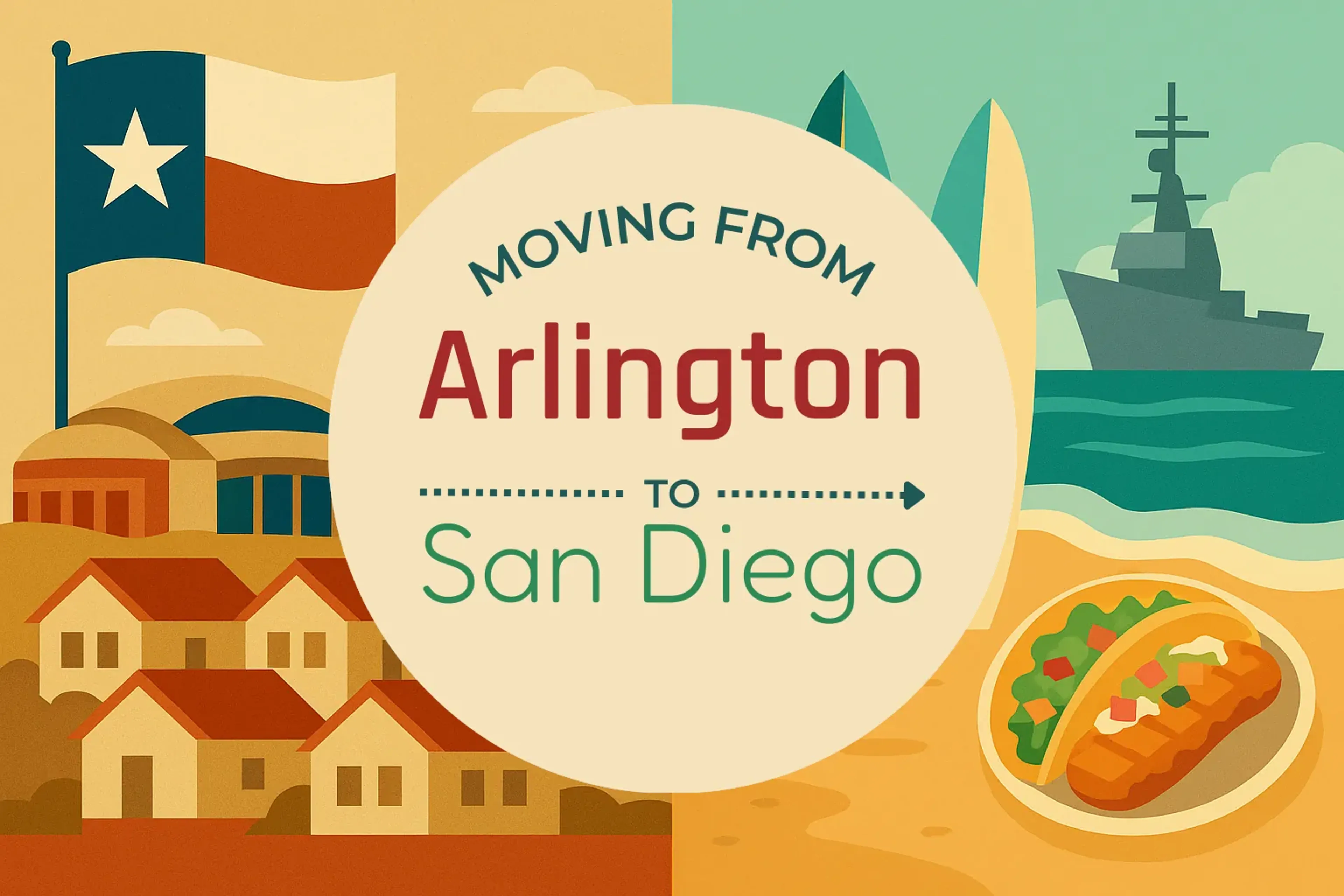 Side-by-side comparison of Arlington to San Diego moving companies