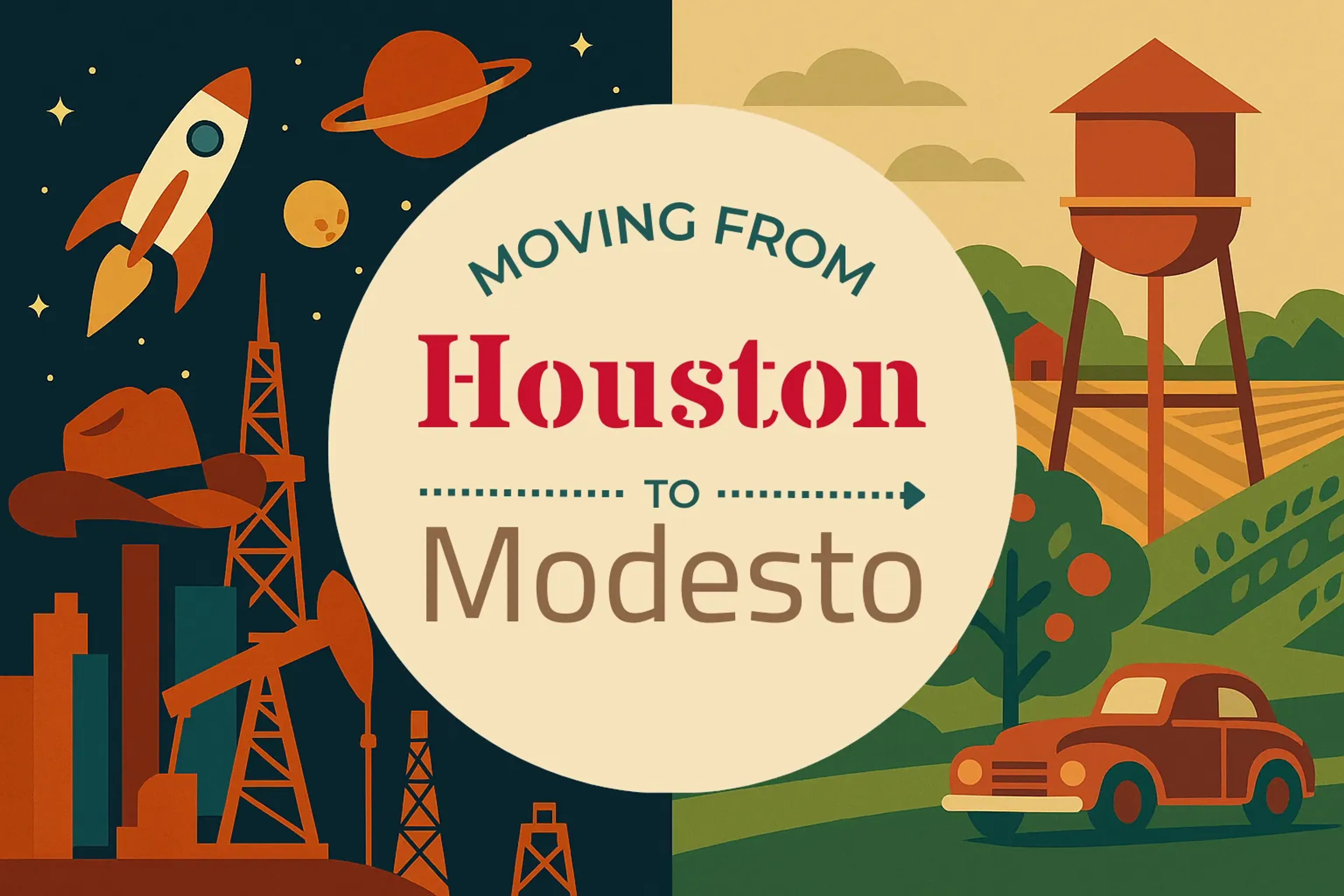 Side-by-side comparison of Houston to Modesto moving companies