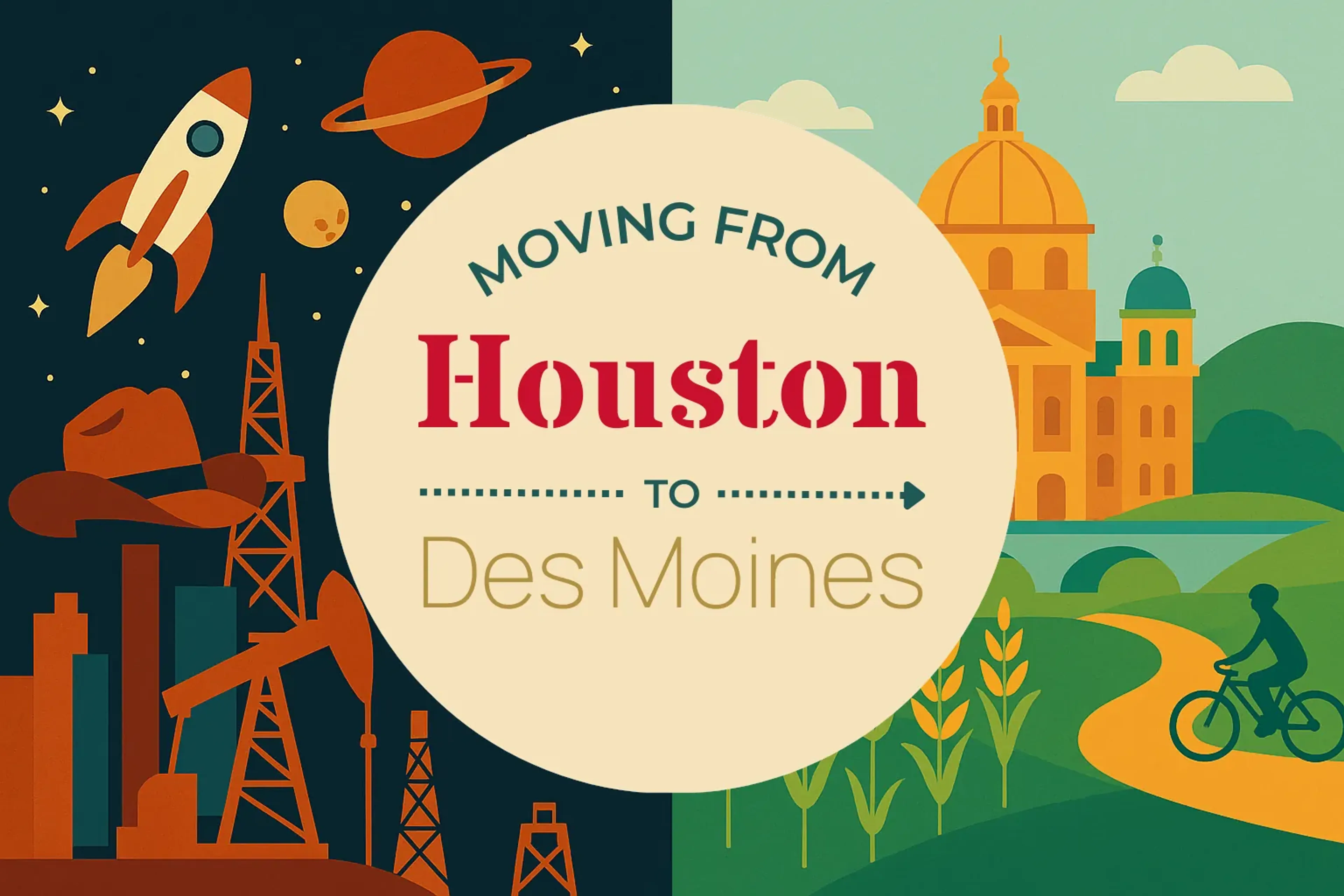 Side-by-side comparison of Houston to Des Moines moving companies