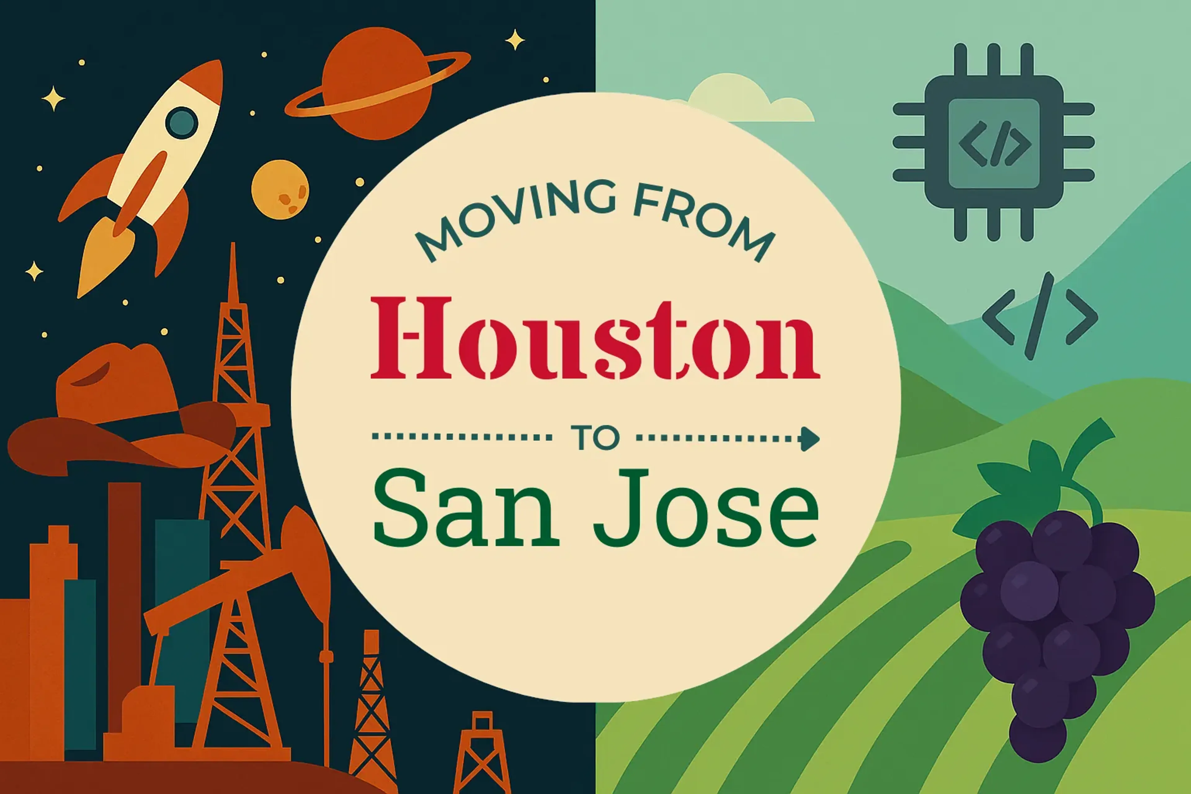 Side-by-side comparison of Houston to San Jose moving companies