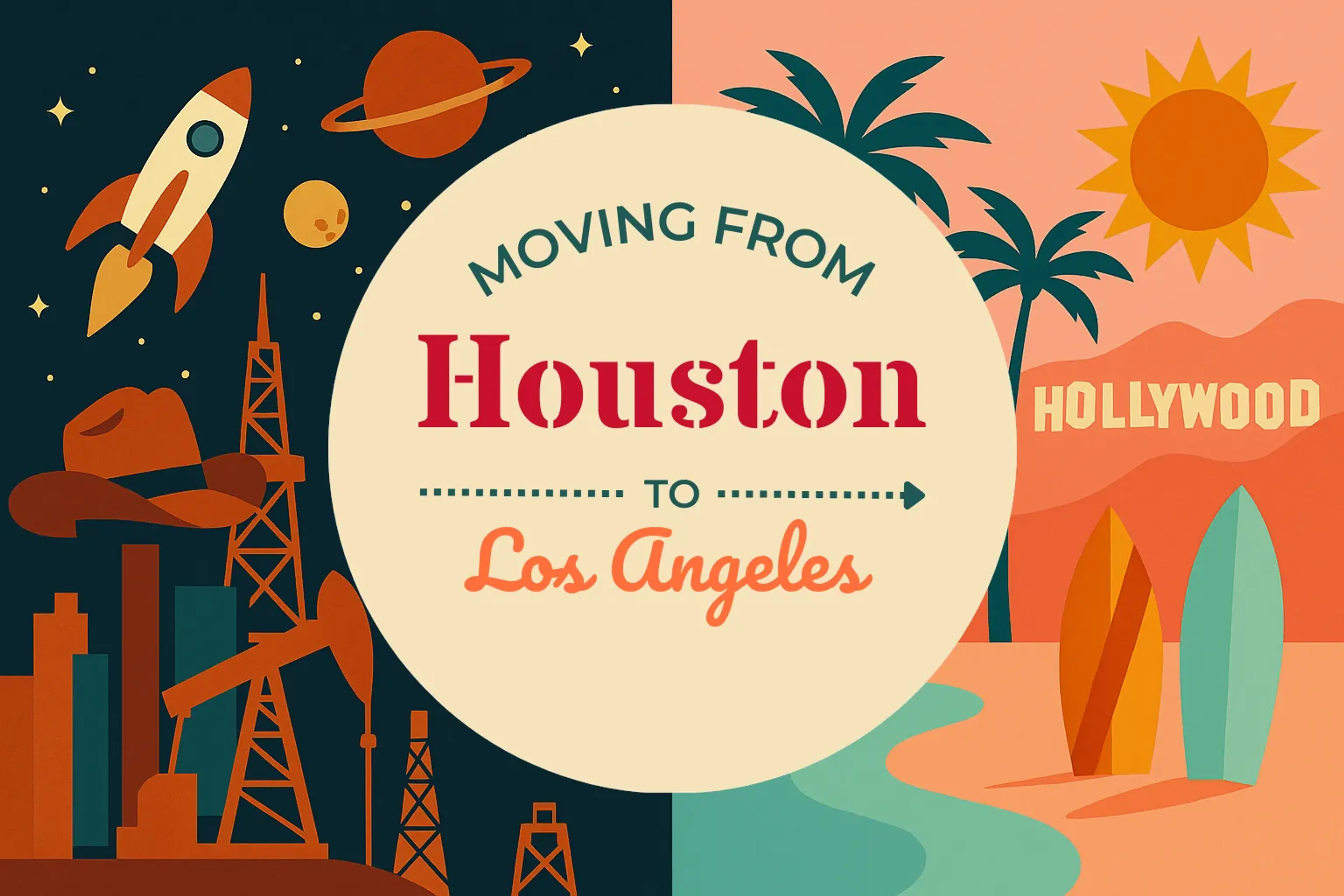 Side-by-side comparison of Houston to Los Angeles moving companies