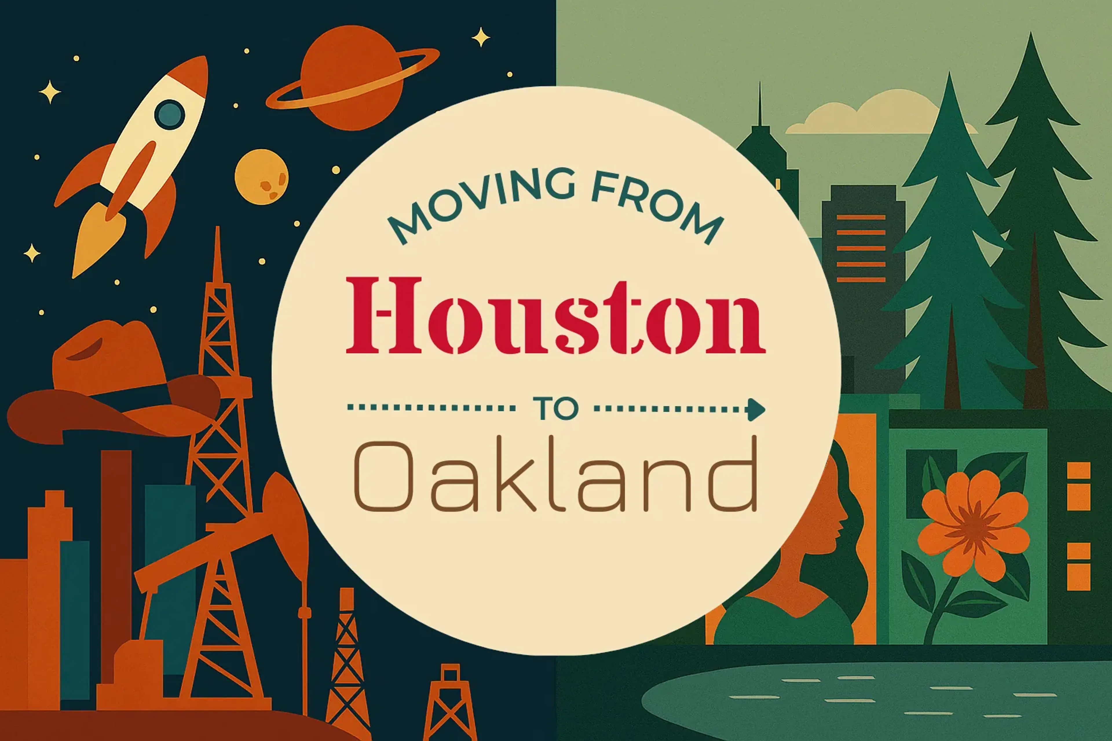 Side-by-side comparison of Houston to Oakland moving companies
