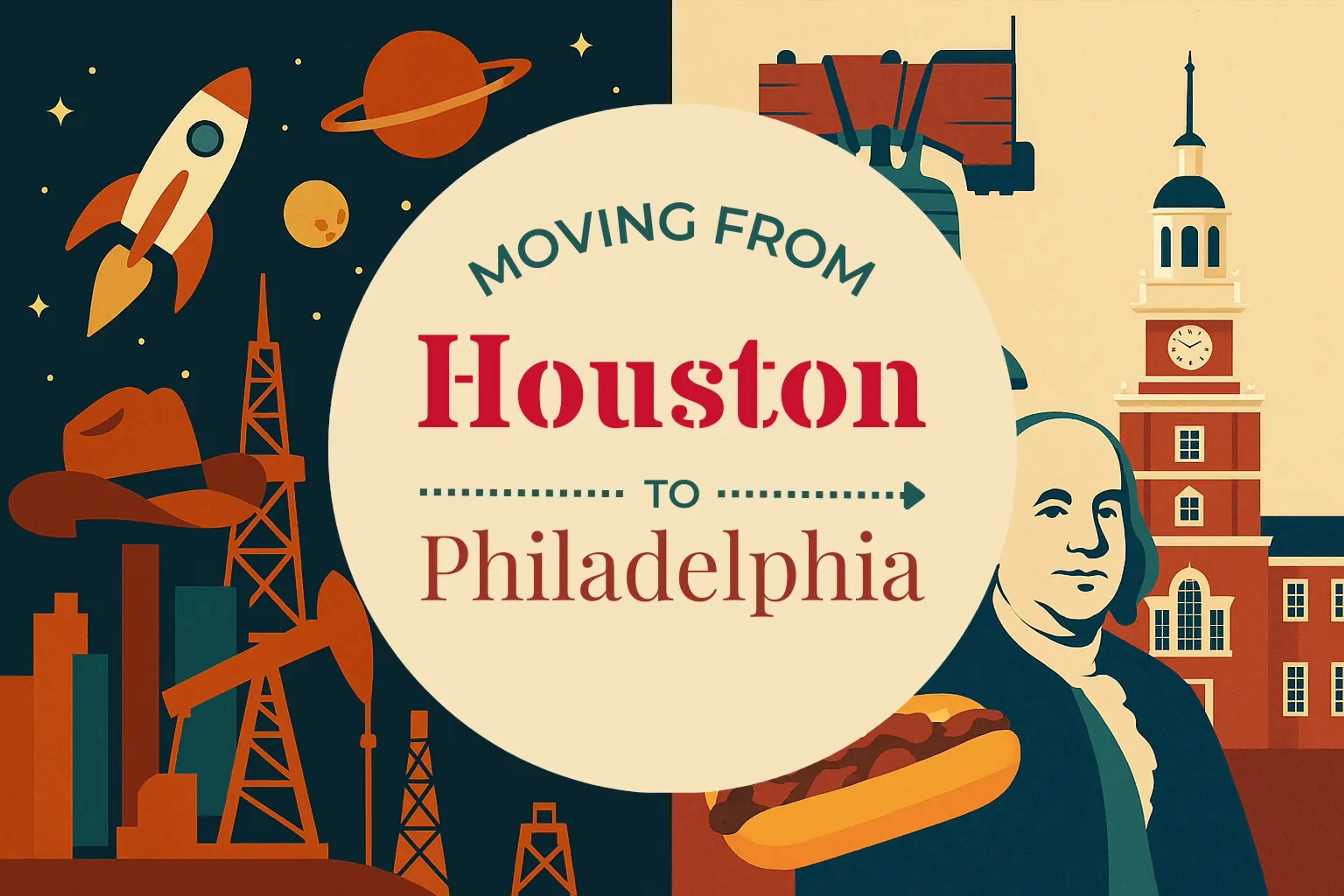 Side-by-side comparison of Houston to Philadelphia moving companies