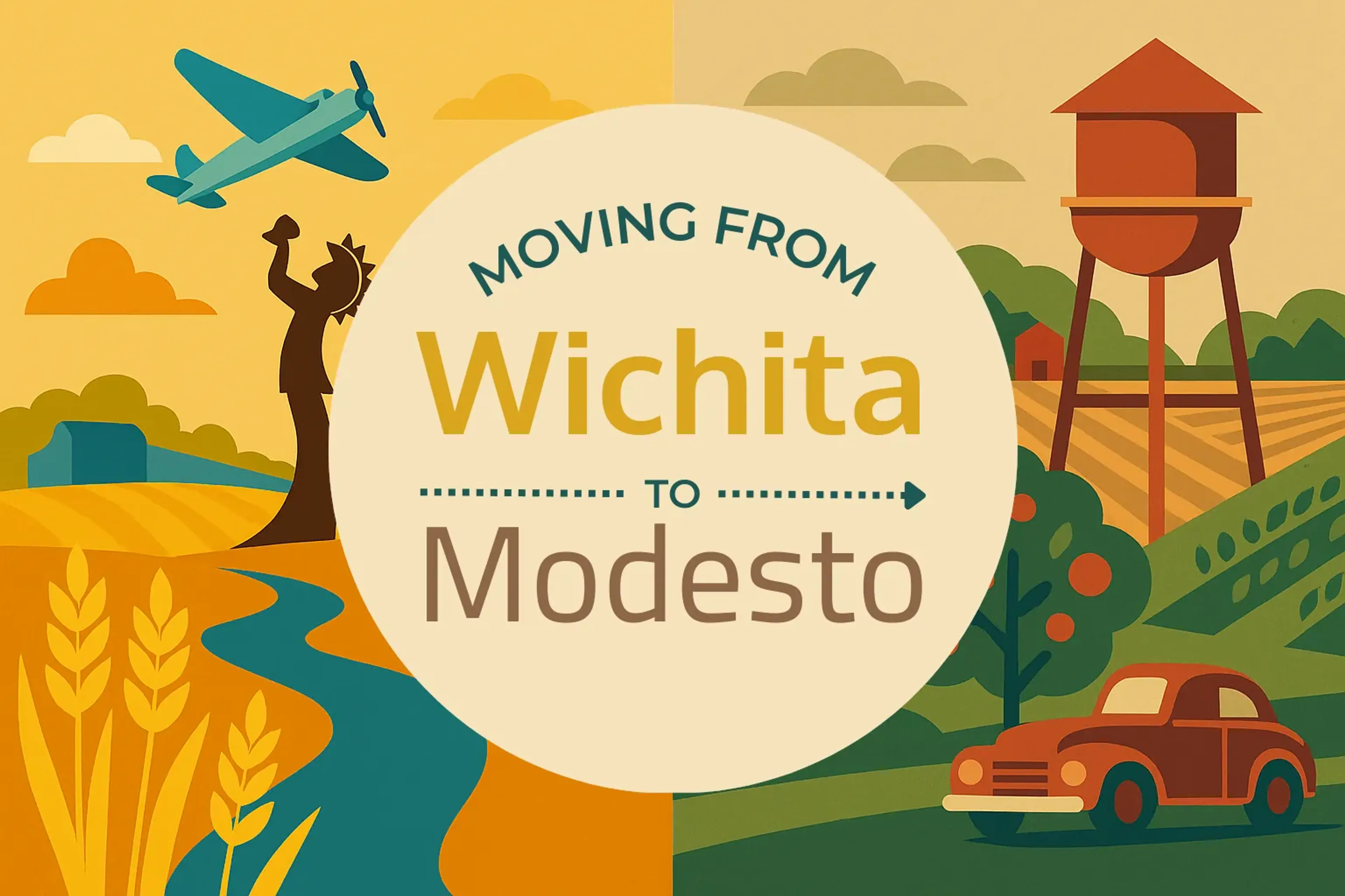 Side-by-side comparison of Wichita to Modesto moving companies