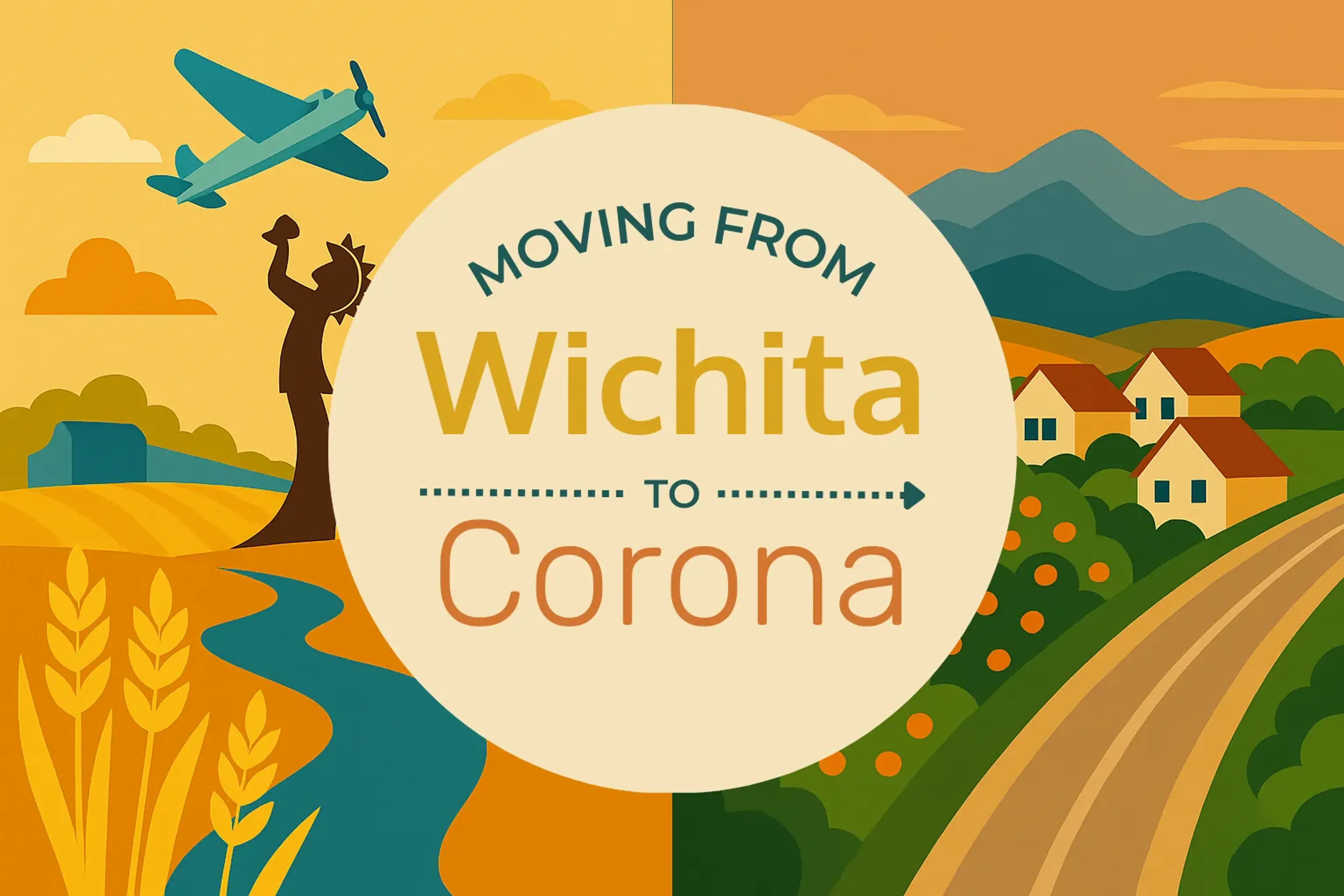 Side-by-side comparison of Wichita to Corona moving companies