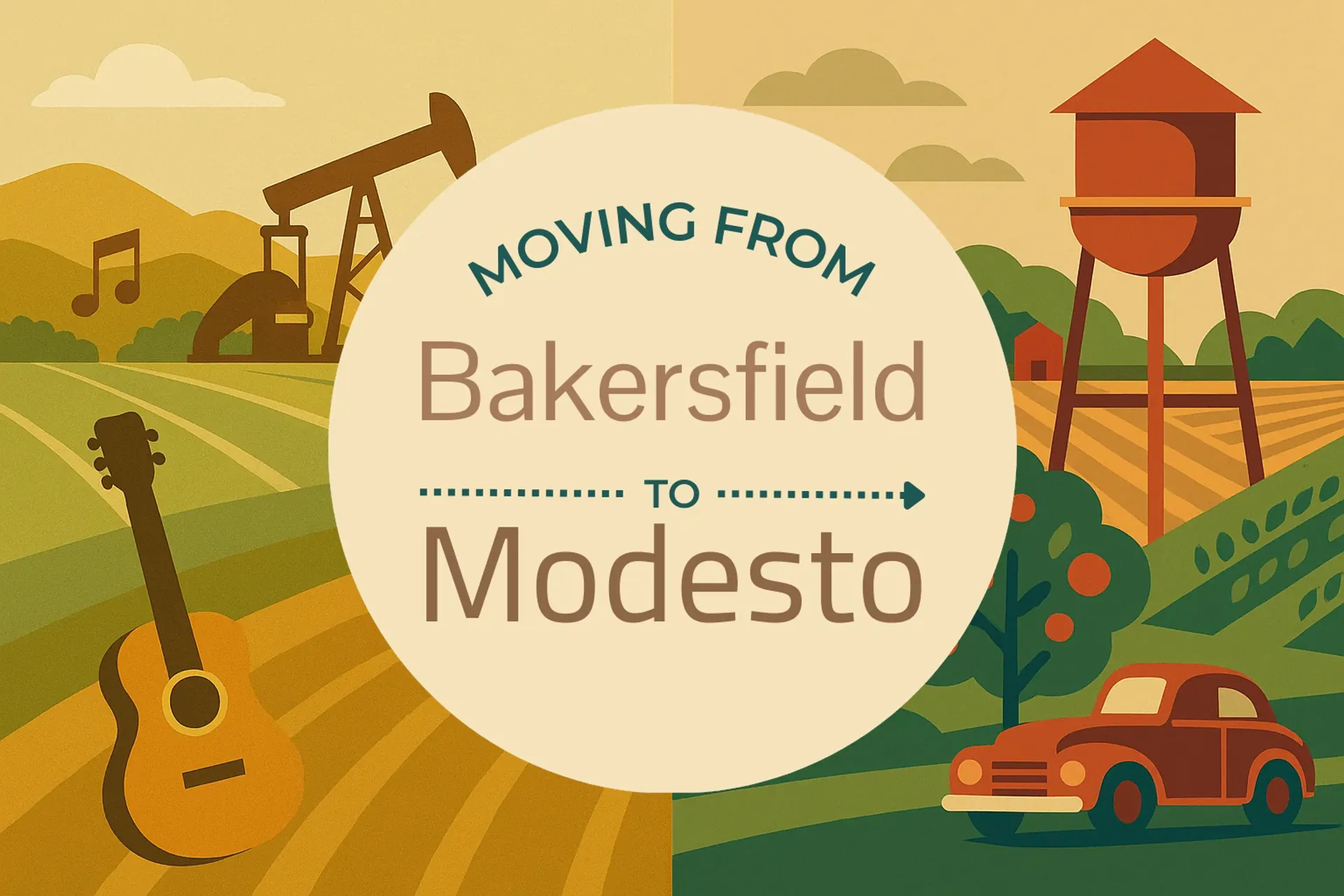 Side-by-side comparison of Bakersfield to Modesto moving companies