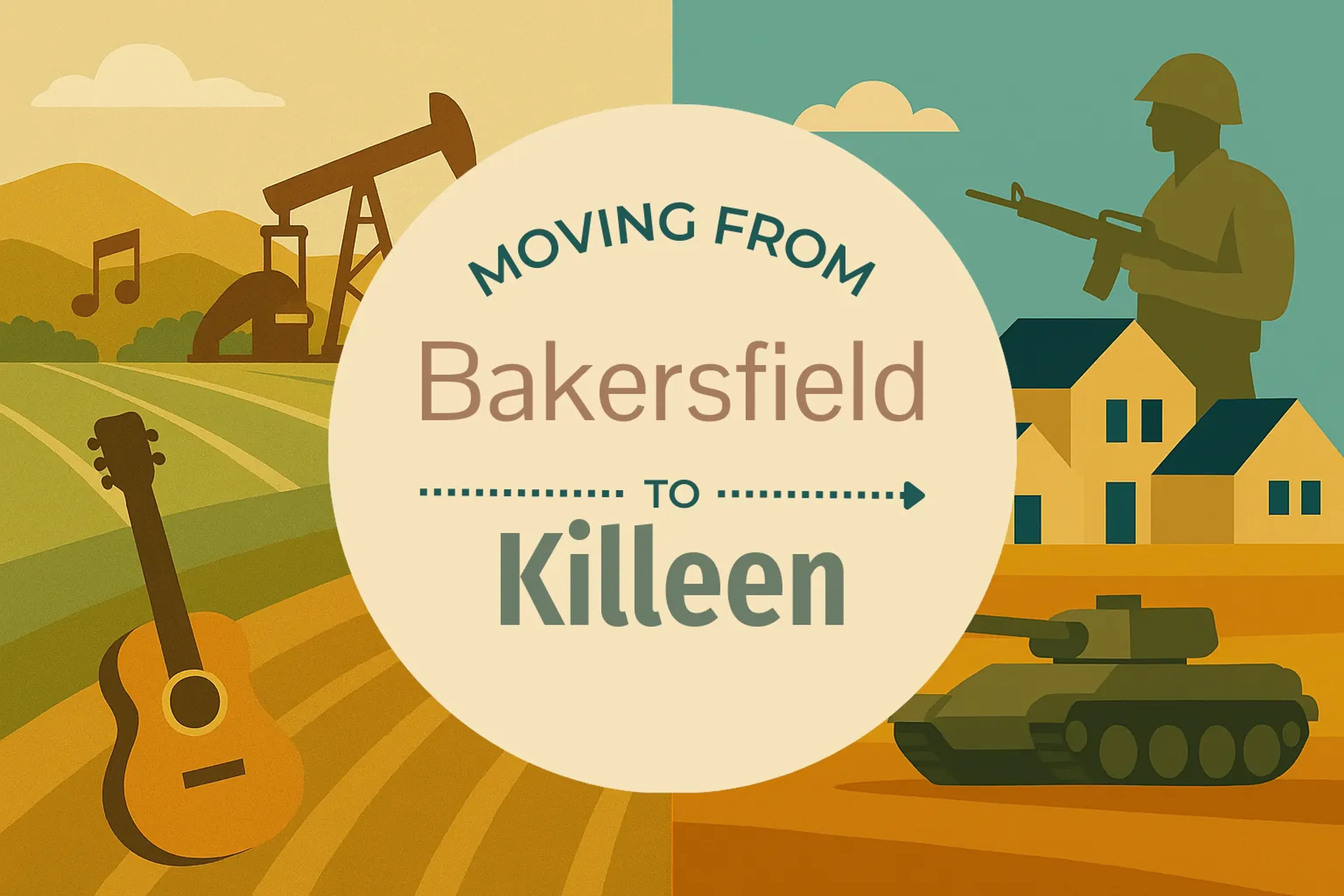 Side-by-side comparison of Bakersfield to Killeen moving companies