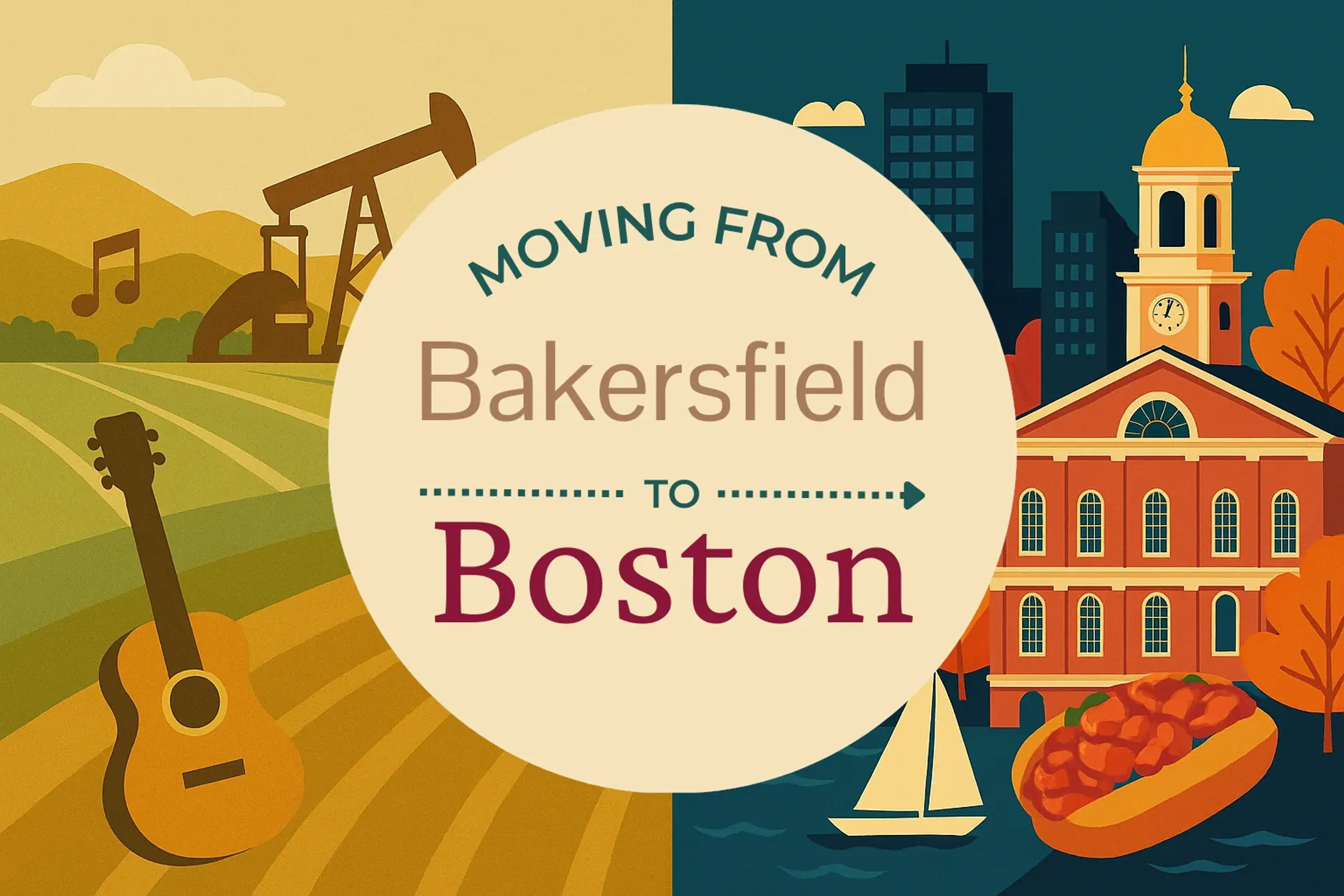 Side-by-side comparison of Bakersfield to Boston moving companies