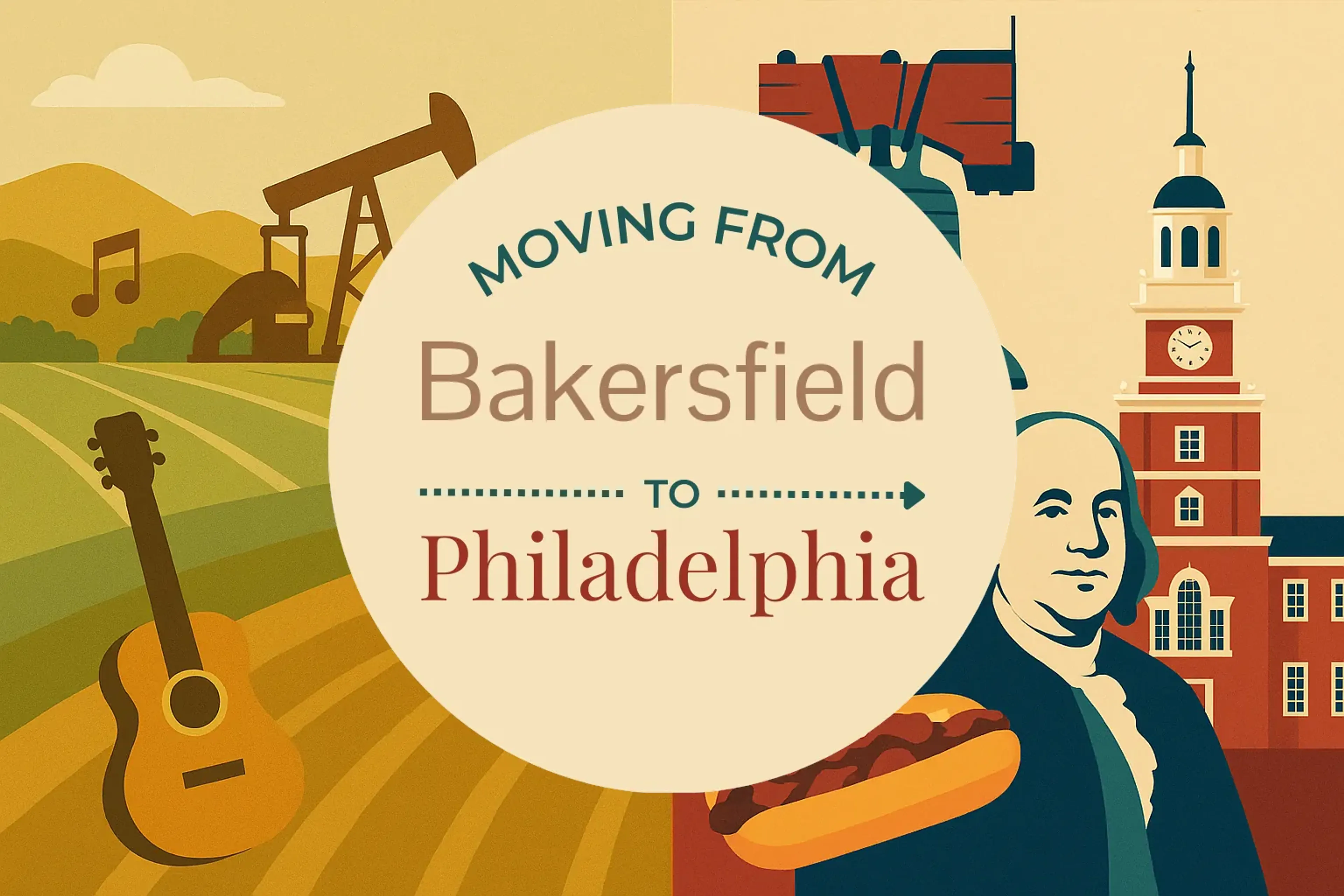 Side-by-side comparison of Bakersfield to Philadelphia moving companies