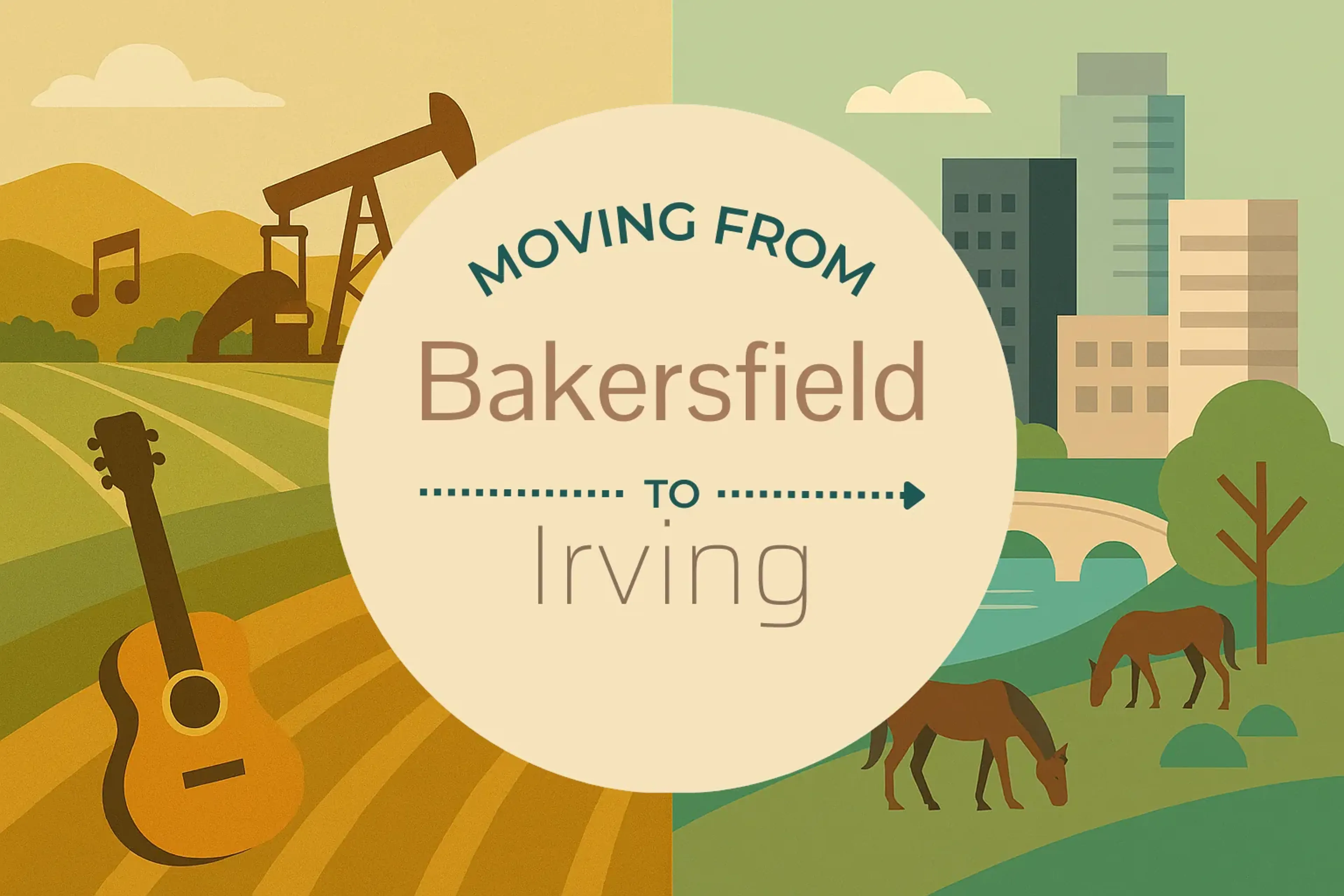 Side-by-side comparison of Bakersfield to Irving moving companies