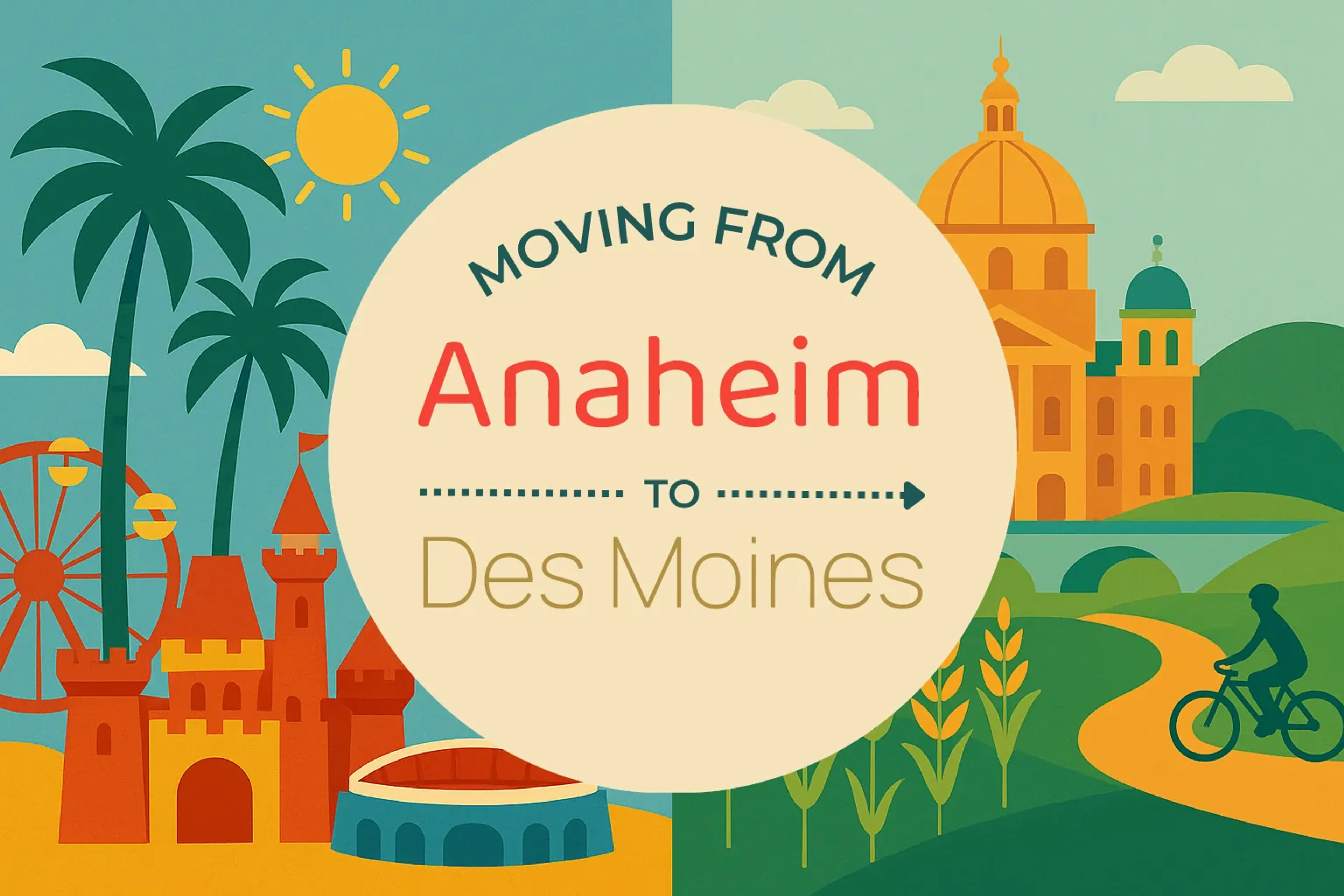 Side-by-side comparison of Anaheim to Des Moines moving companies