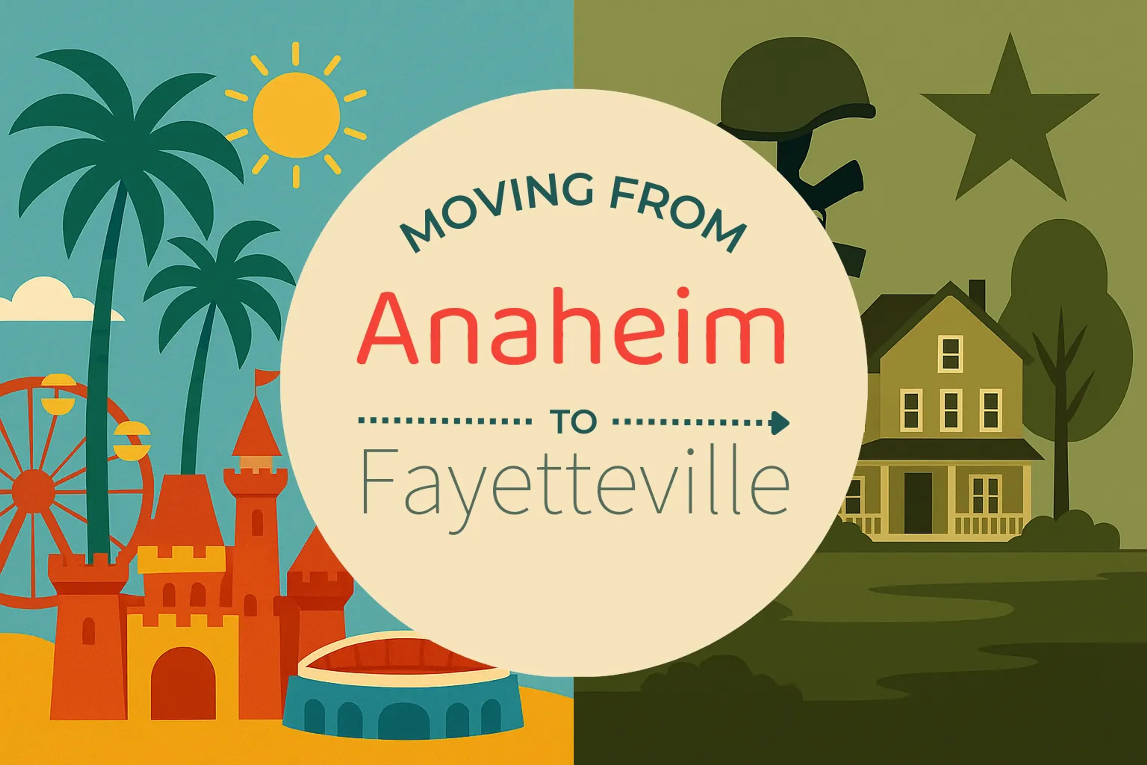 Side-by-side comparison of Anaheim to Fayetteville moving companies