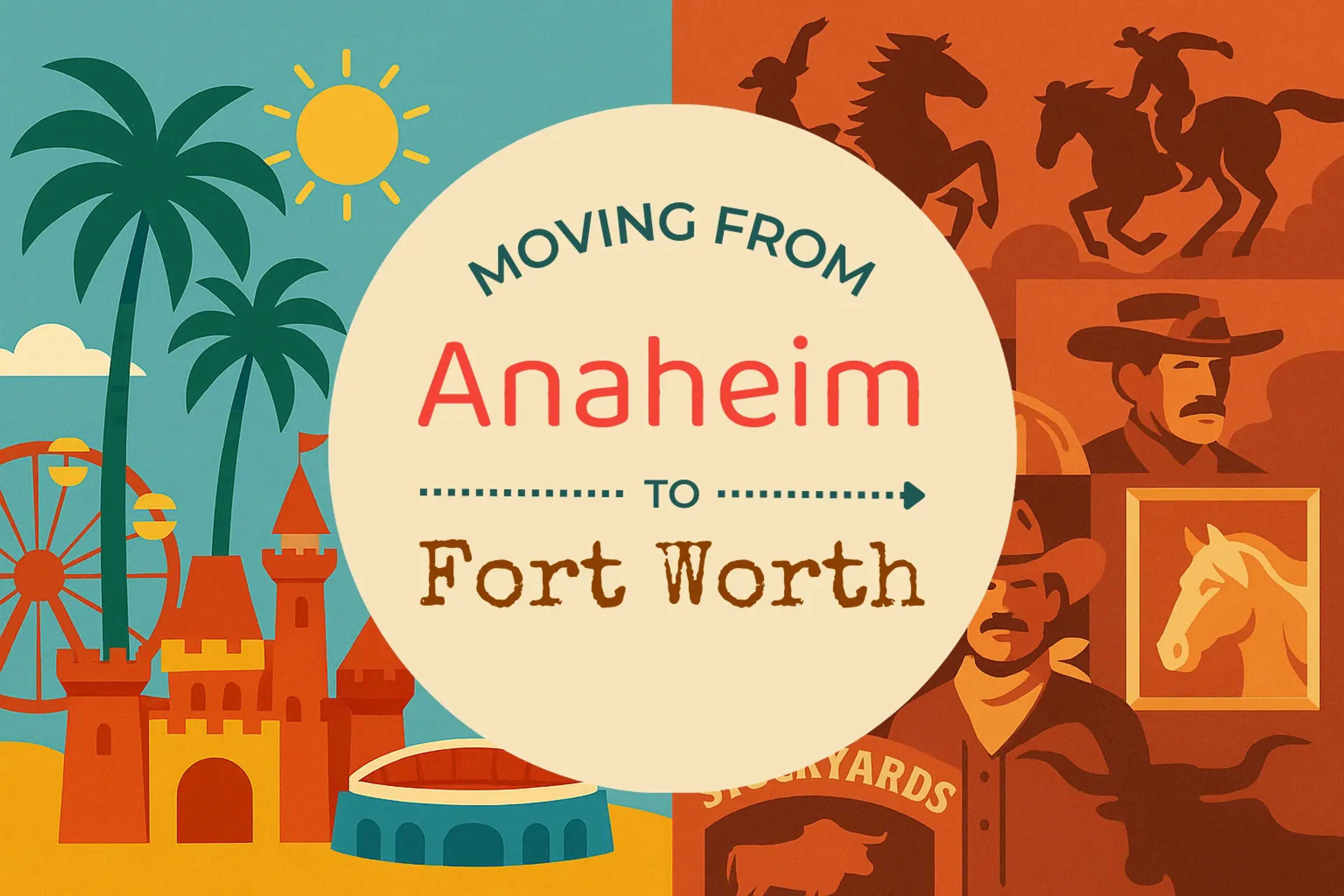 Side-by-side comparison of Anaheim to Fort Worth moving companies