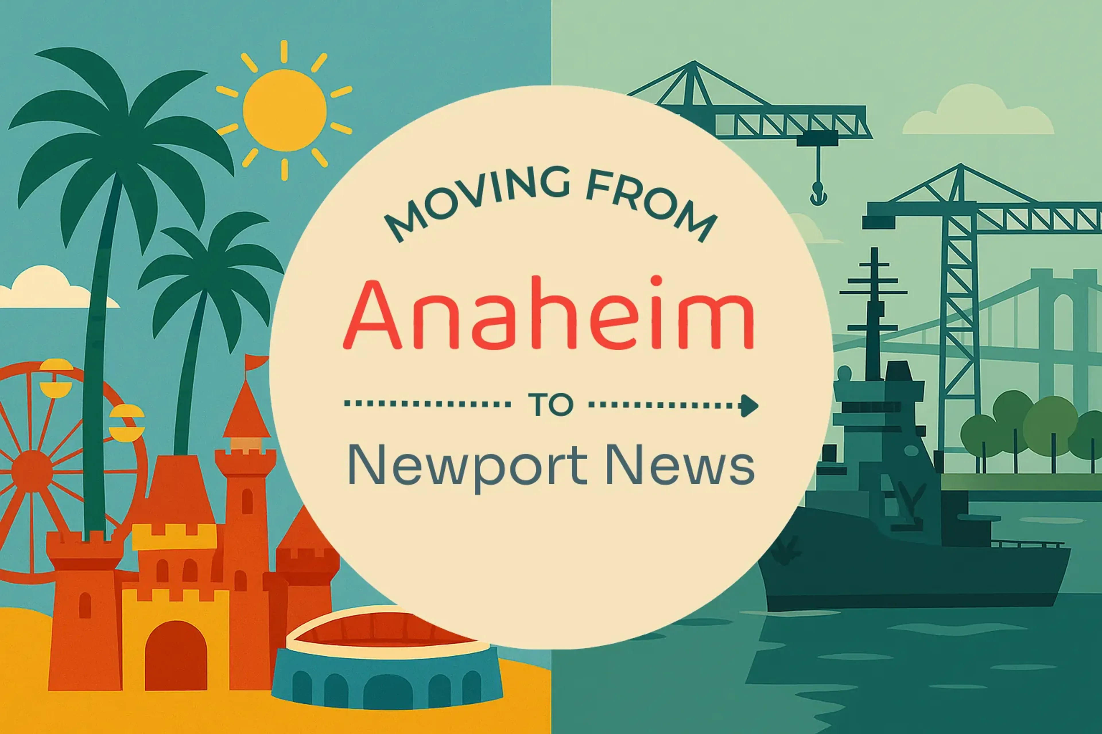 Side-by-side comparison of Anaheim to Newport News moving companies