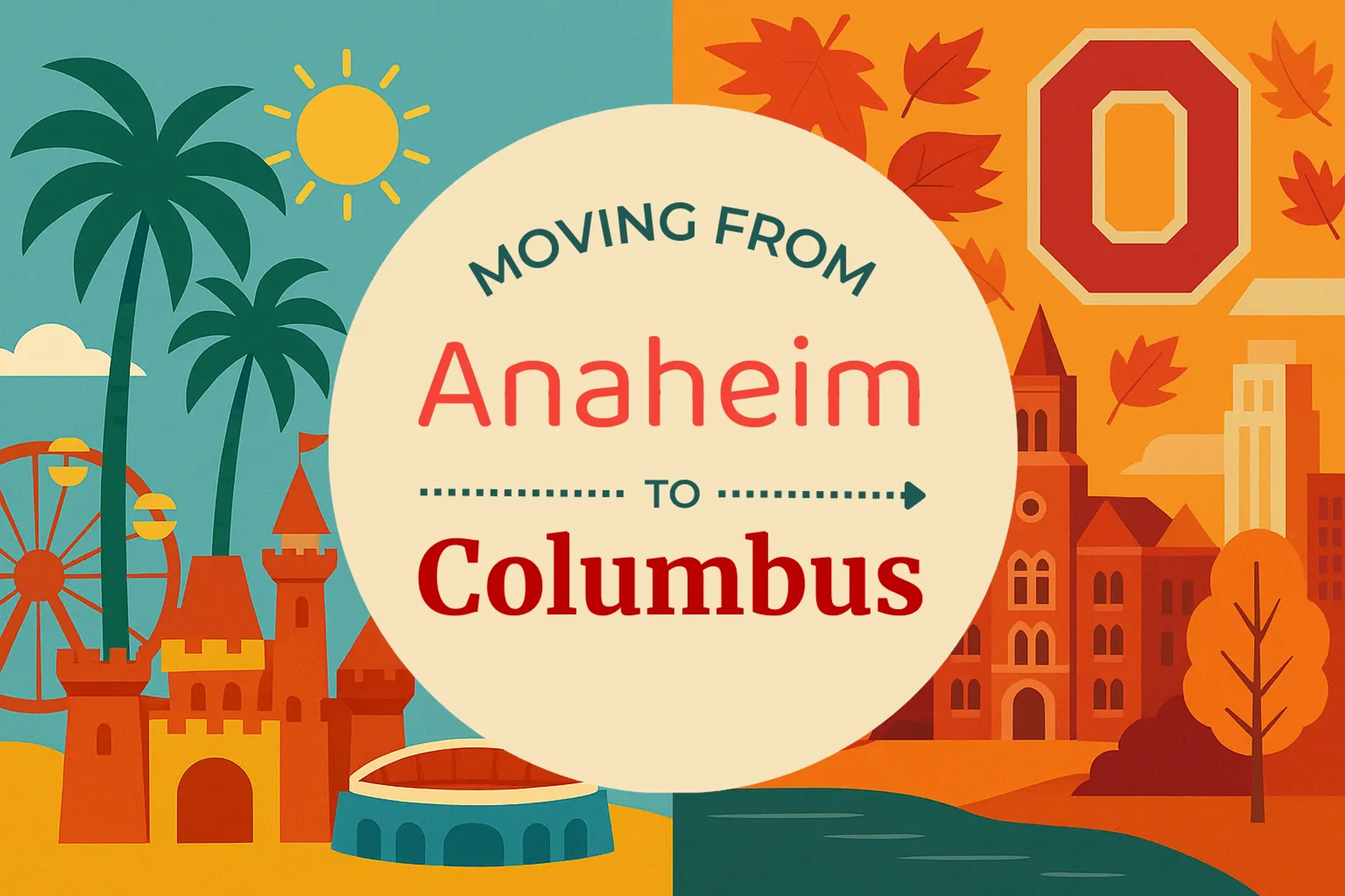 Side-by-side comparison of Anaheim to Columbus moving companies