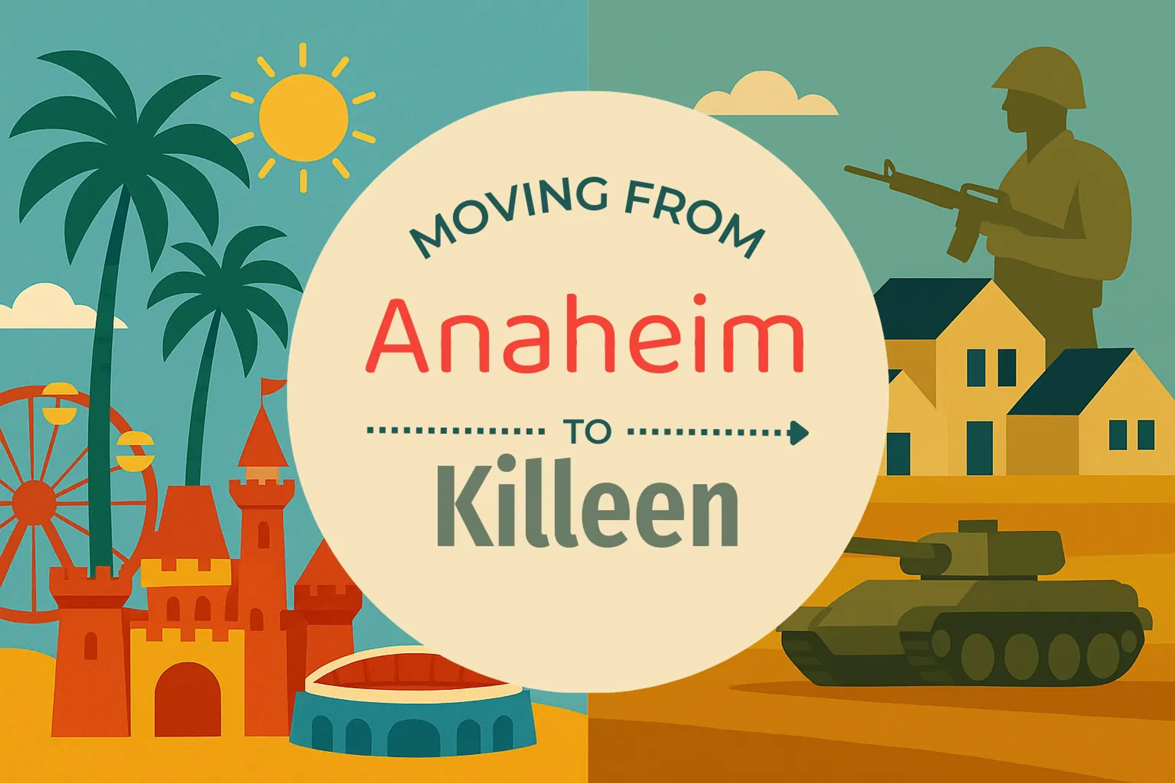 Side-by-side comparison of Anaheim to Killeen moving companies