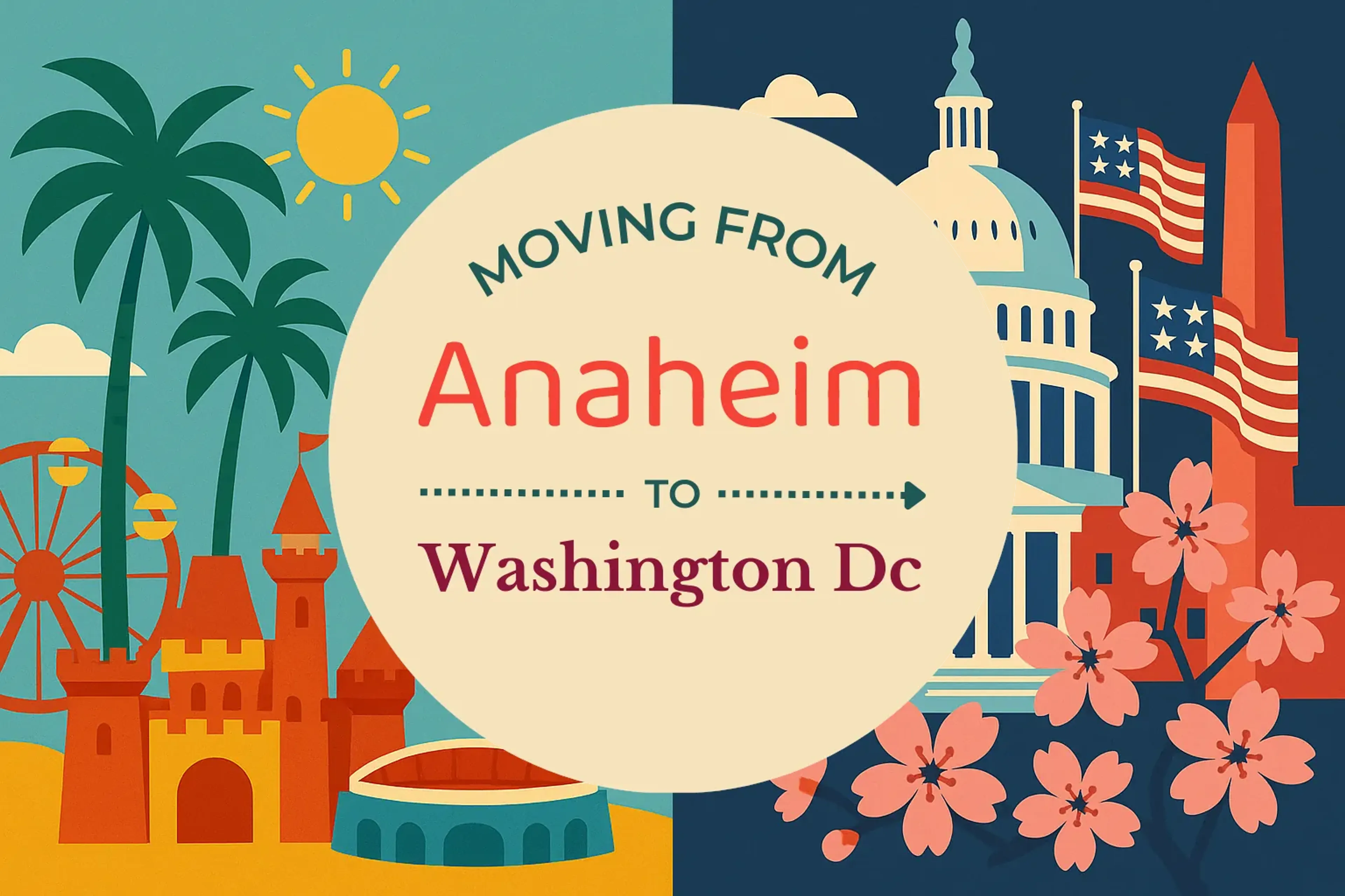 Side-by-side comparison of Anaheim to Washington DC moving companies