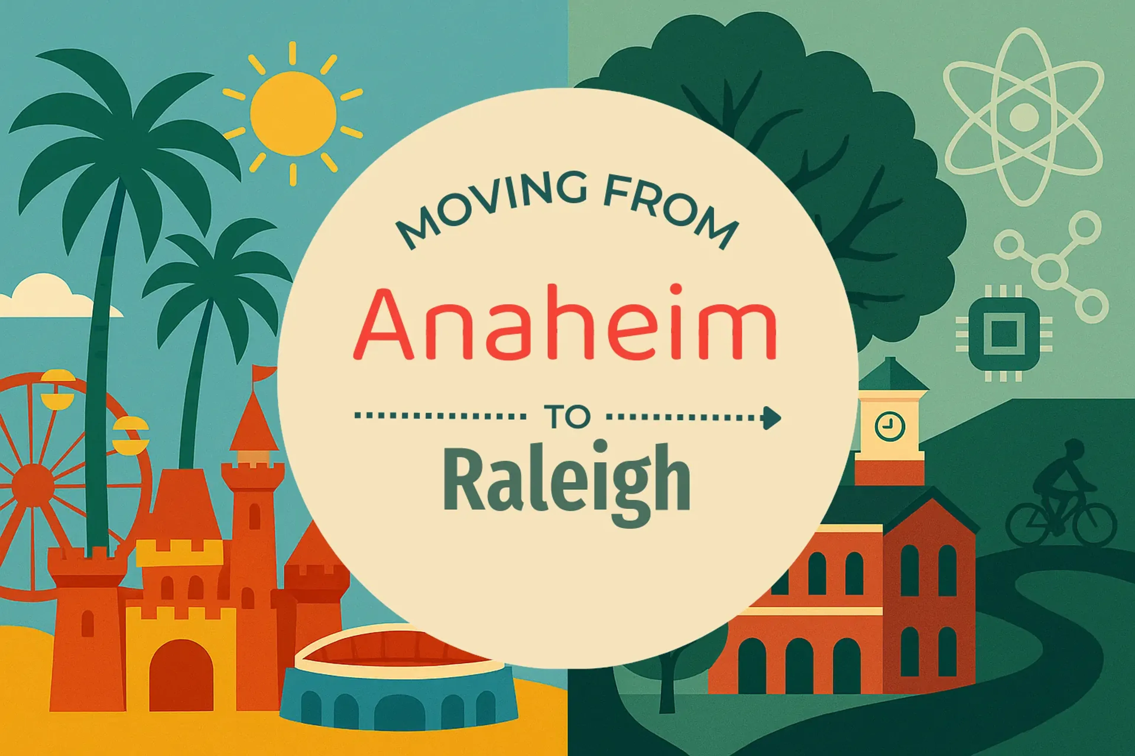 Side-by-side comparison of Anaheim to Raleigh moving companies