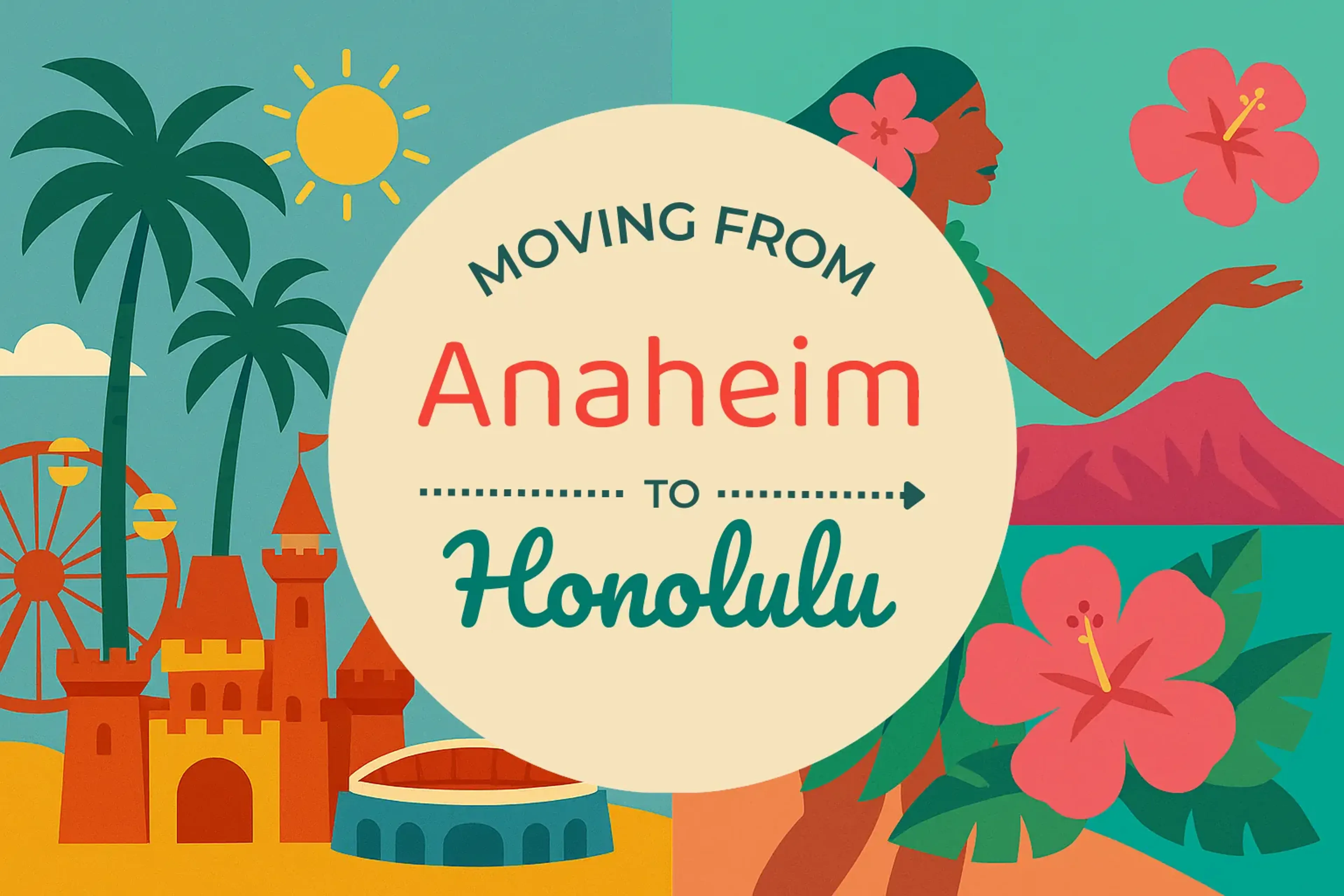 Side-by-side comparison of Anaheim to Honolulu moving companies