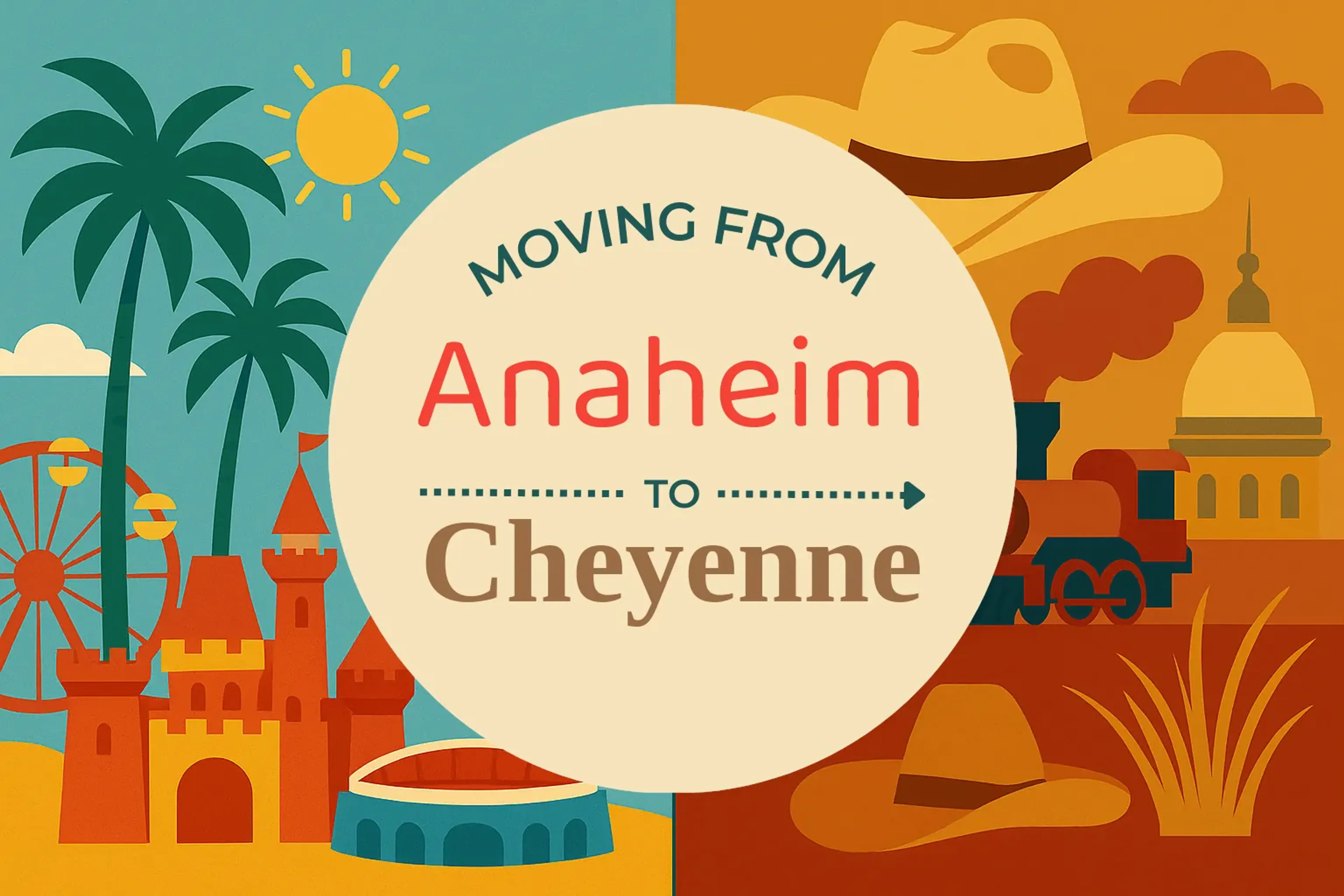Side-by-side comparison of Anaheim to Cheyenne moving companies