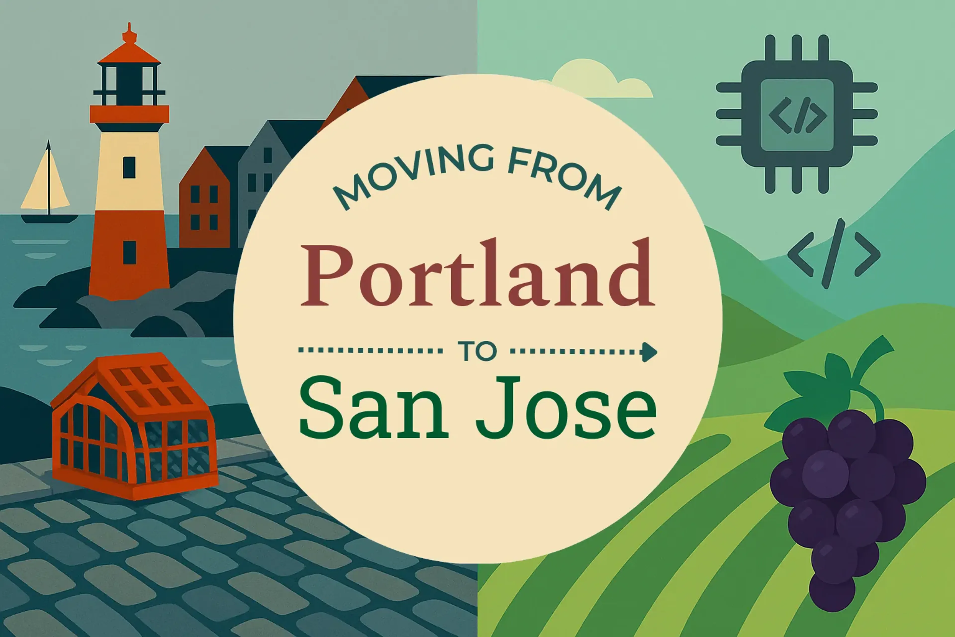 Side-by-side comparison of Portland to San Jose moving companies
