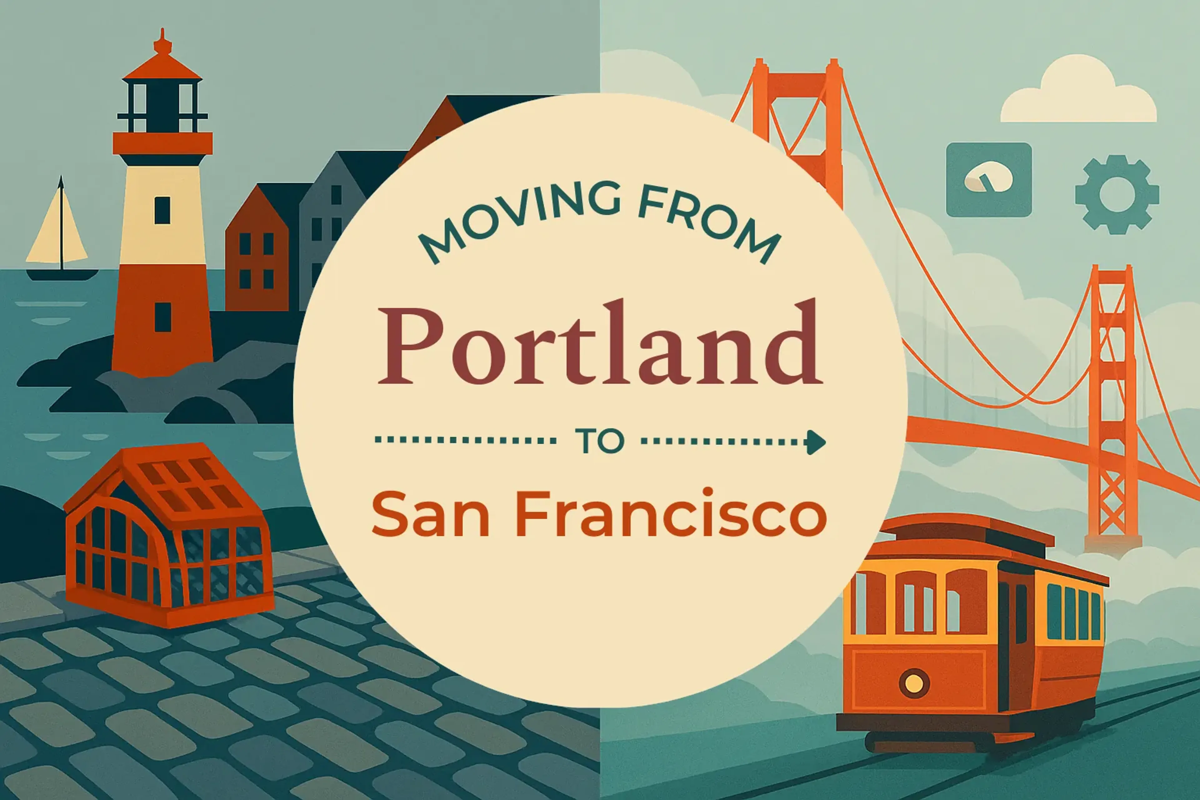 Side-by-side comparison of Portland to San Francisco moving companies